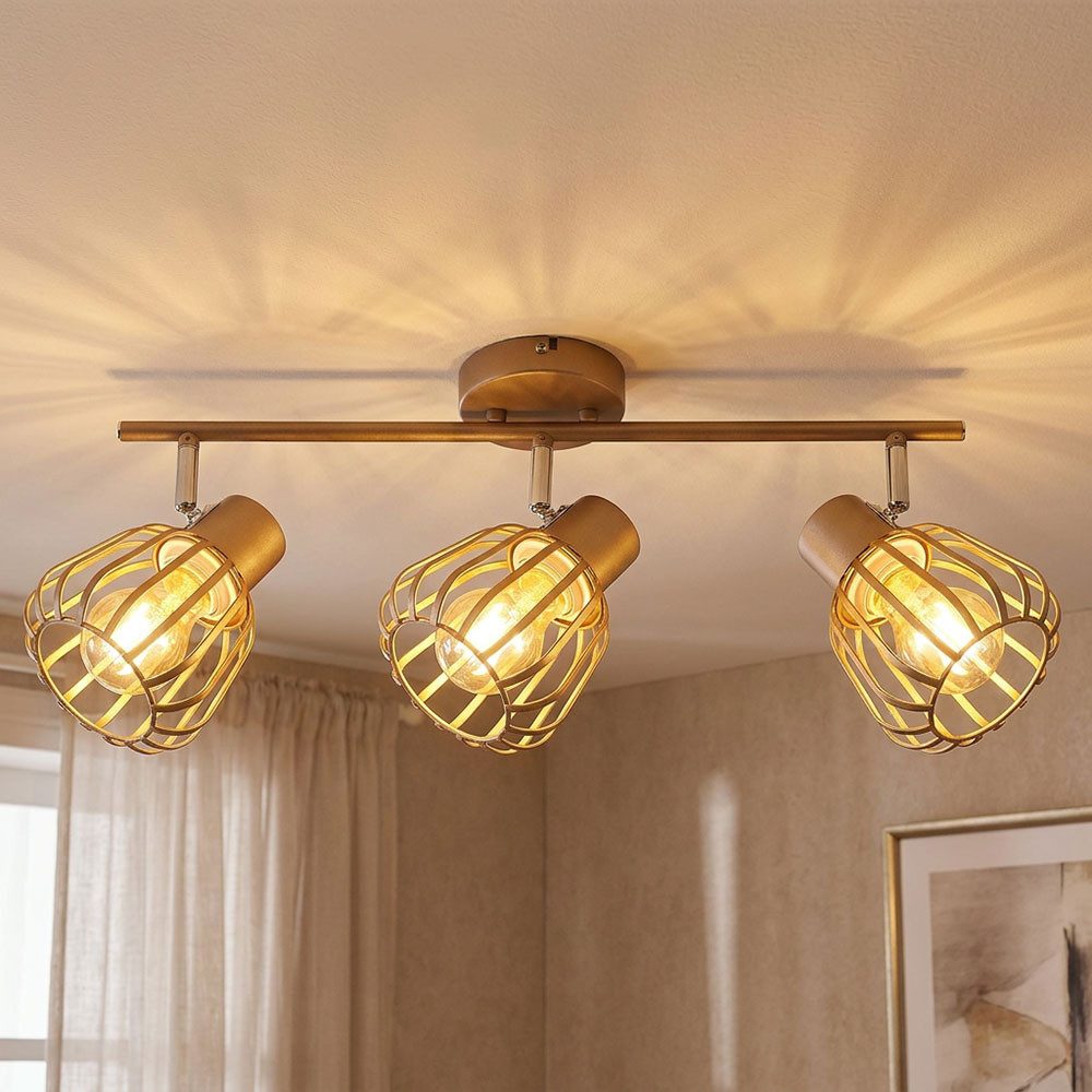 GLOBO LIGHTING Deckenspot, Leuchtmittel inklusive, Warmweiß, Deckenleuchte Metall Glas Orange 3-flammiger Spot Schwenkbar