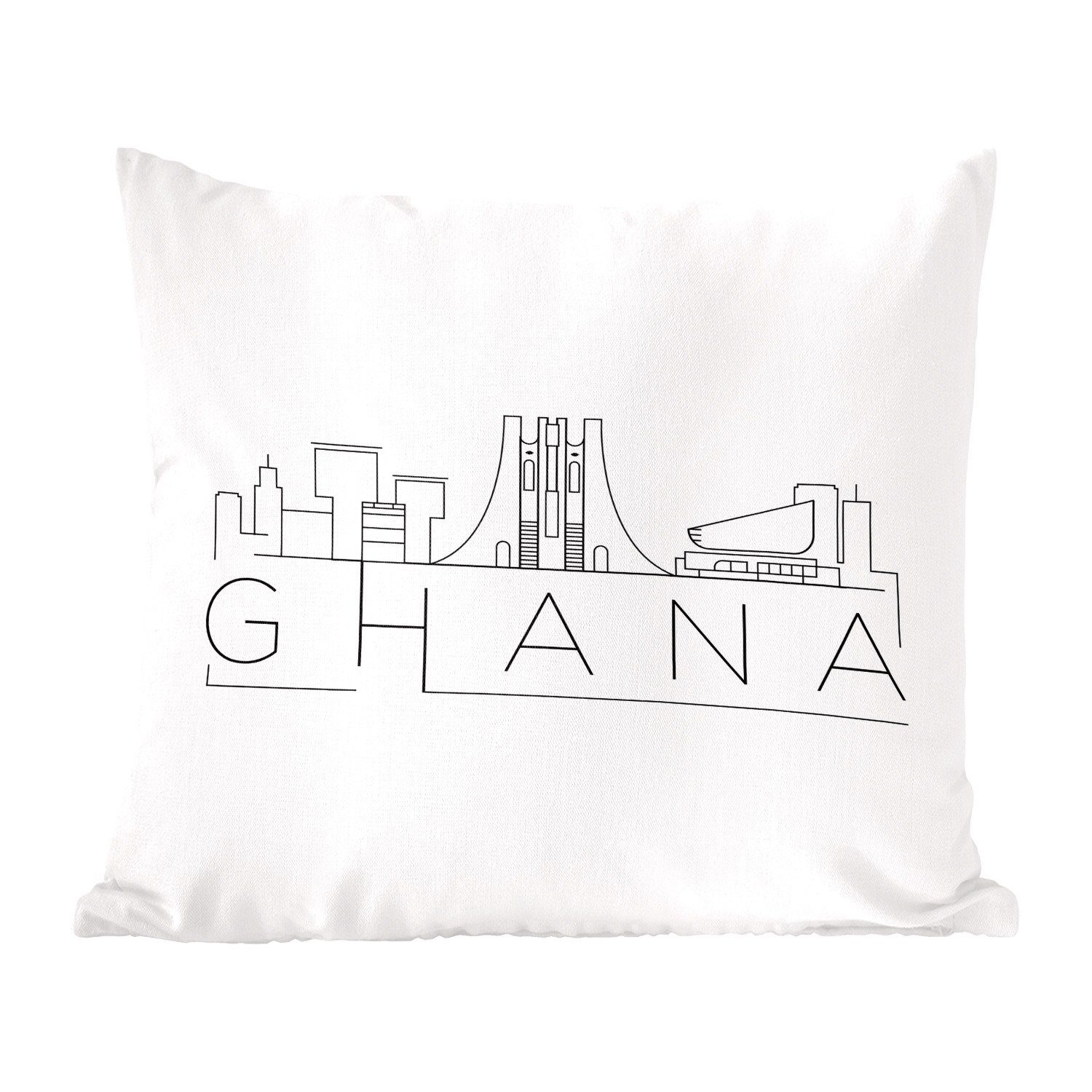Skyline Deko, Zierkissen Schlafzimmer, Sofakissen weiß, Wohzimmer, MuchoWow "Ghana" für Dekokissen Füllung mit