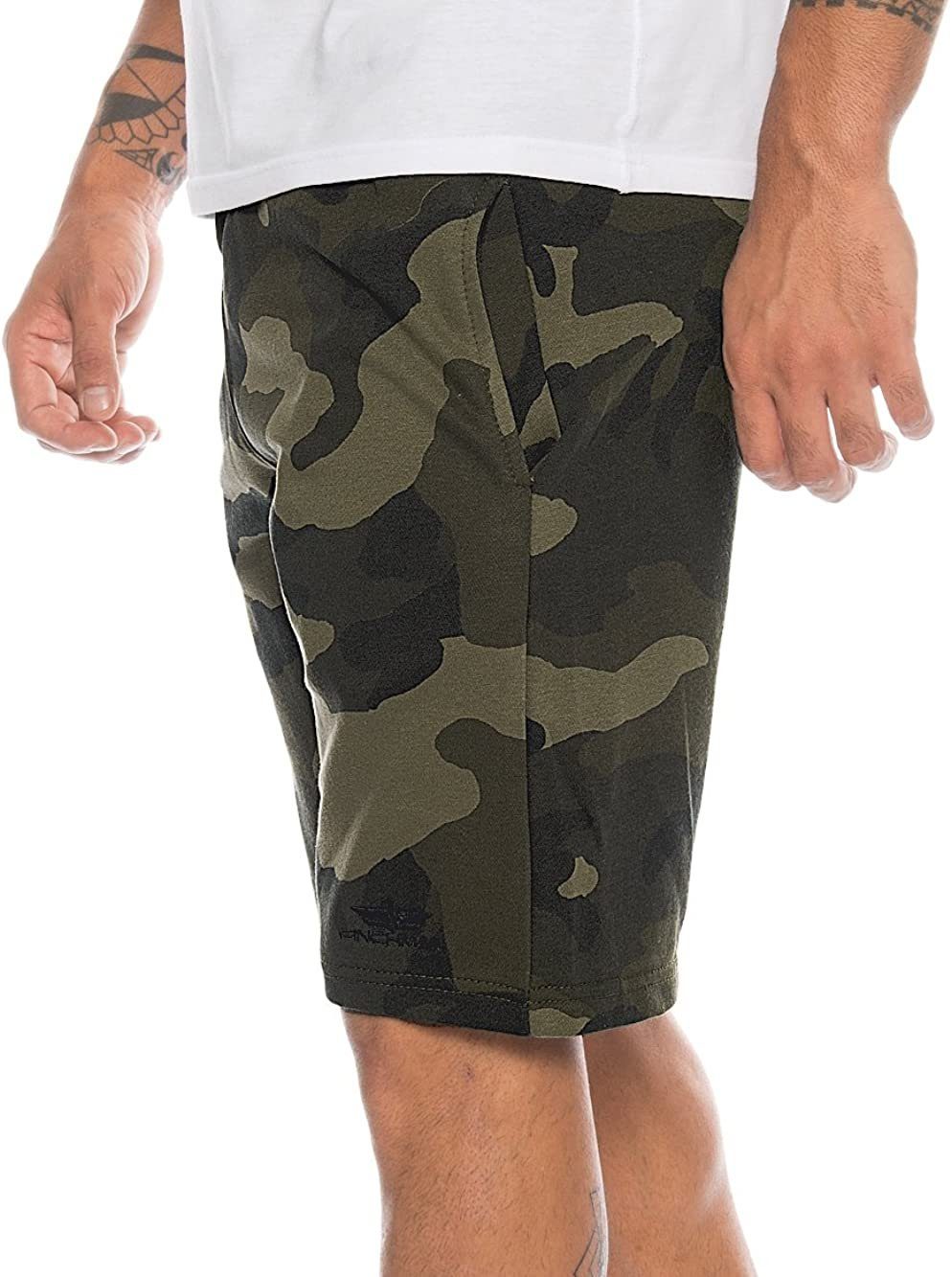 FM191 Green Herren Camo Cotton Hose Kurze Cargoshorts Bermuda Sweat Short Sweatpant Finchman