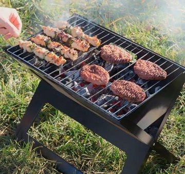 RESCH Holzkohlegrill 502595 mobiler Klappgrill mit Grillrost, für 2-3 Personen, 46x28x36 cm, Holzkohle Klapp-Grill mit Grillrost, Kohlegrill, Campinggrill, BBQ-Grill, Rundgrill, Klappgrill Camping, Klappgrill Tischgrill Standgrill Outdoor Grill Balkongrill Gartengrill