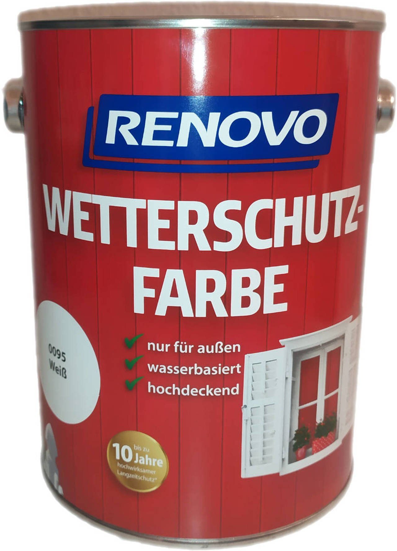 Renovo Wetterschutzfarbe weiß 0095 / 2830, hoch wetterbeständig, UV-beständig