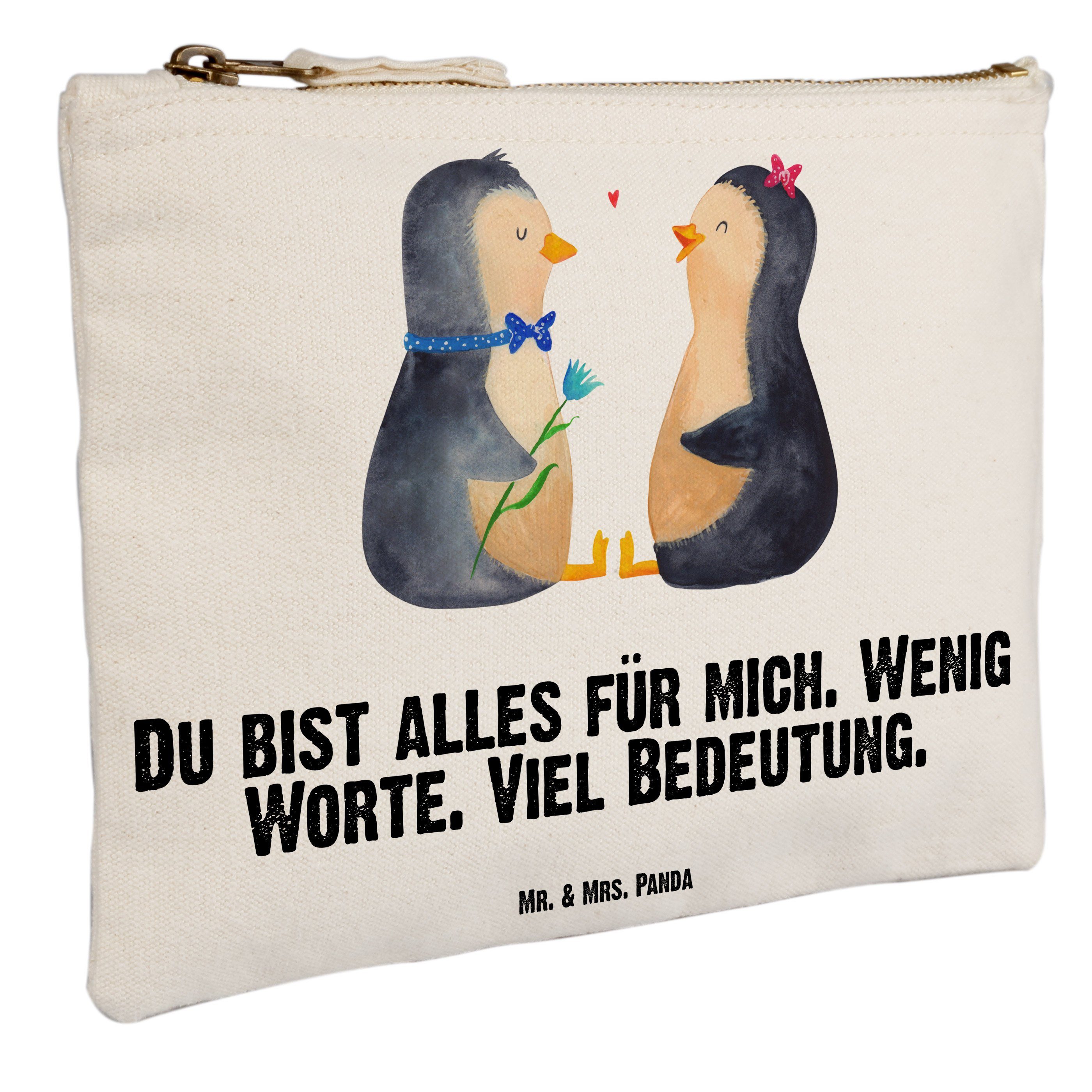 Mr. & Mrs. - Weiß Pärchen (1-tlg) - Kosmetiktasche Große Panda Liebe, XL Grösse Pinguin Etui, Geschenk, große