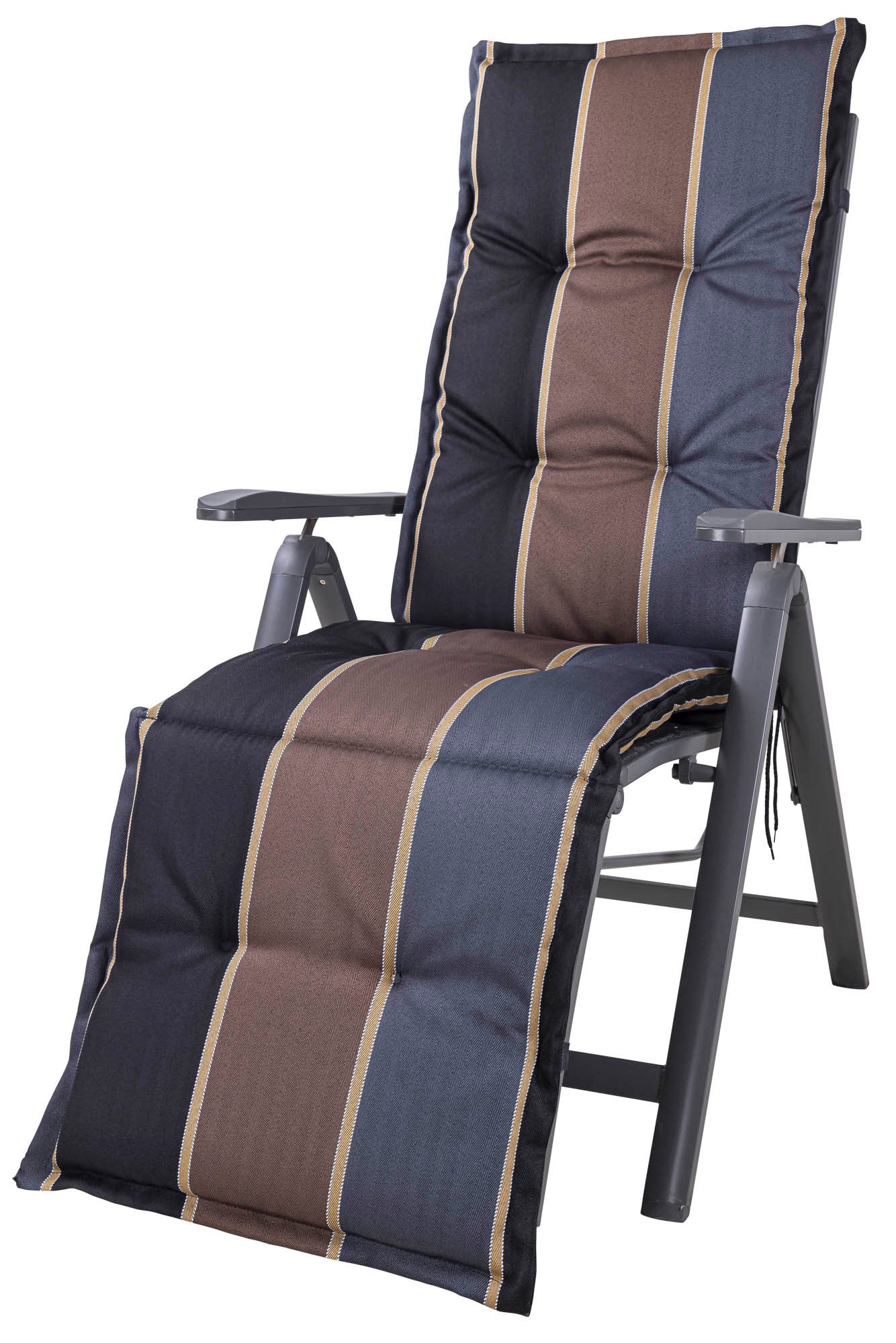 Sun Garden Sesselauflage Relaxliege Naxos 20536-800 schwarz-grau-braun 178x50x6 cm Sun Garden