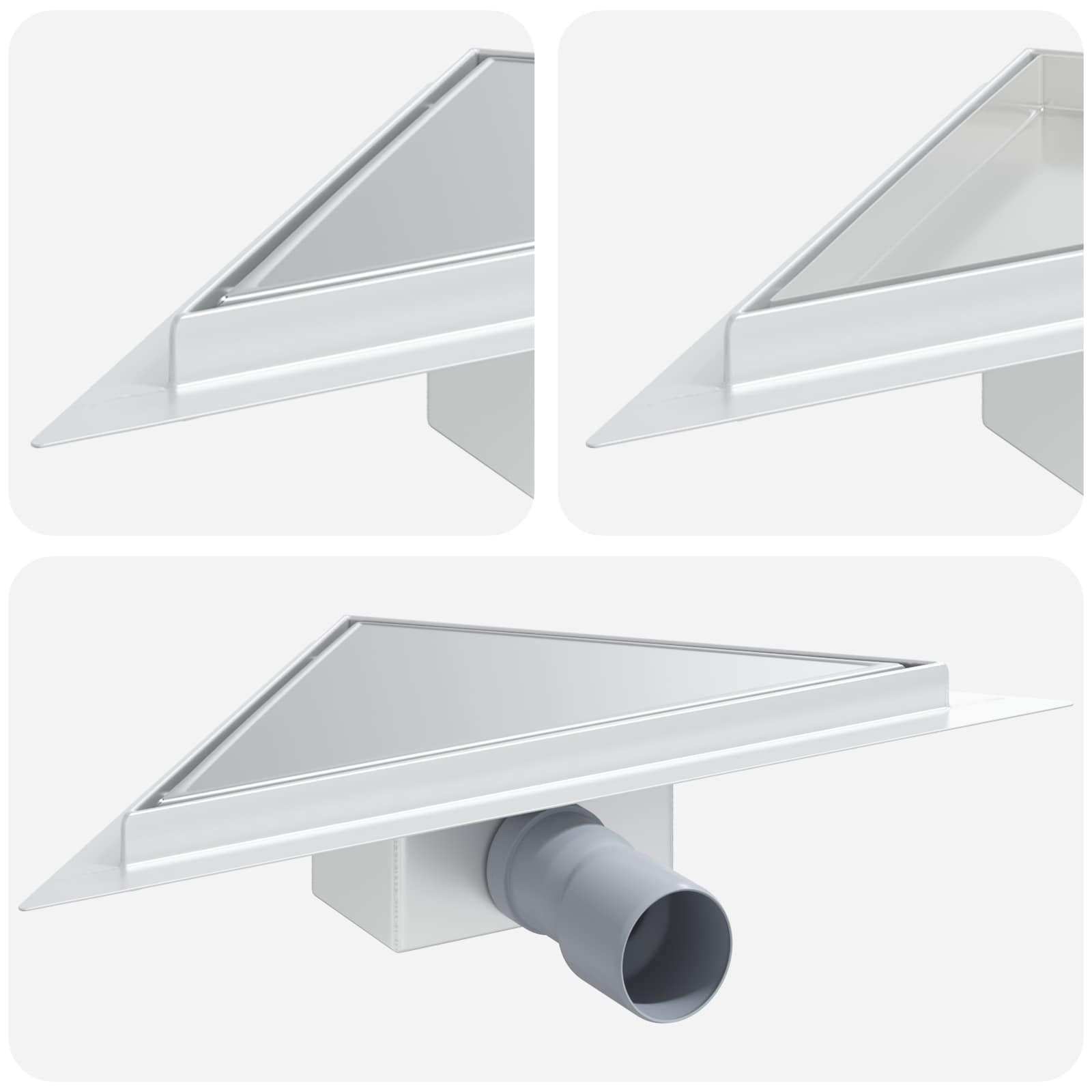 vidaXL Duschrinne 2 in 1 Dreiecks-Duschabfluss Silber 32 x 32 x 7,5 cm, 1-St.