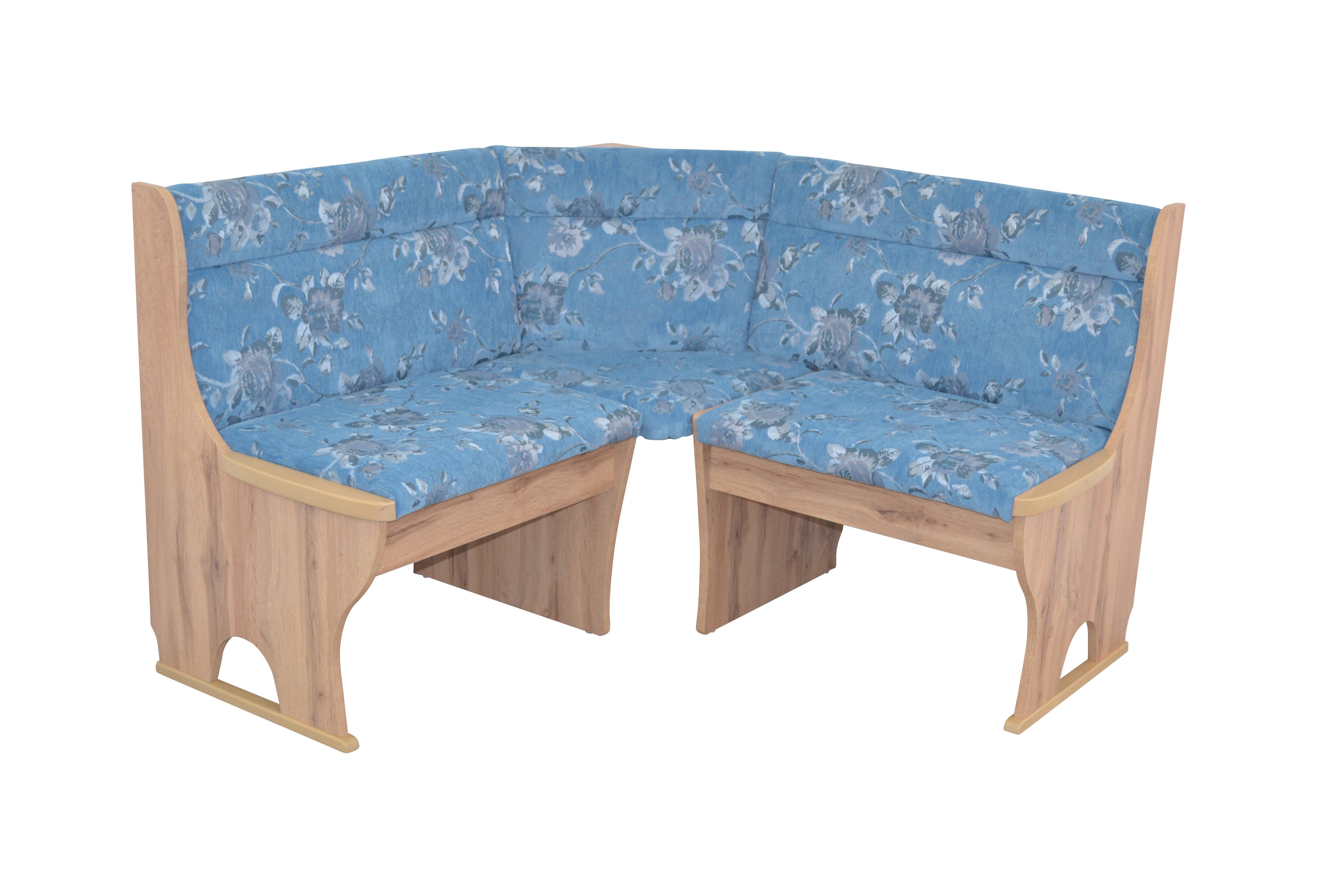 moebel-direkt-online Eckbank Anja (Mit Stauraumfunktion unter den Sitzflächen, Stellfläche 125x125 cm) Eiche-Nachbildung | blau