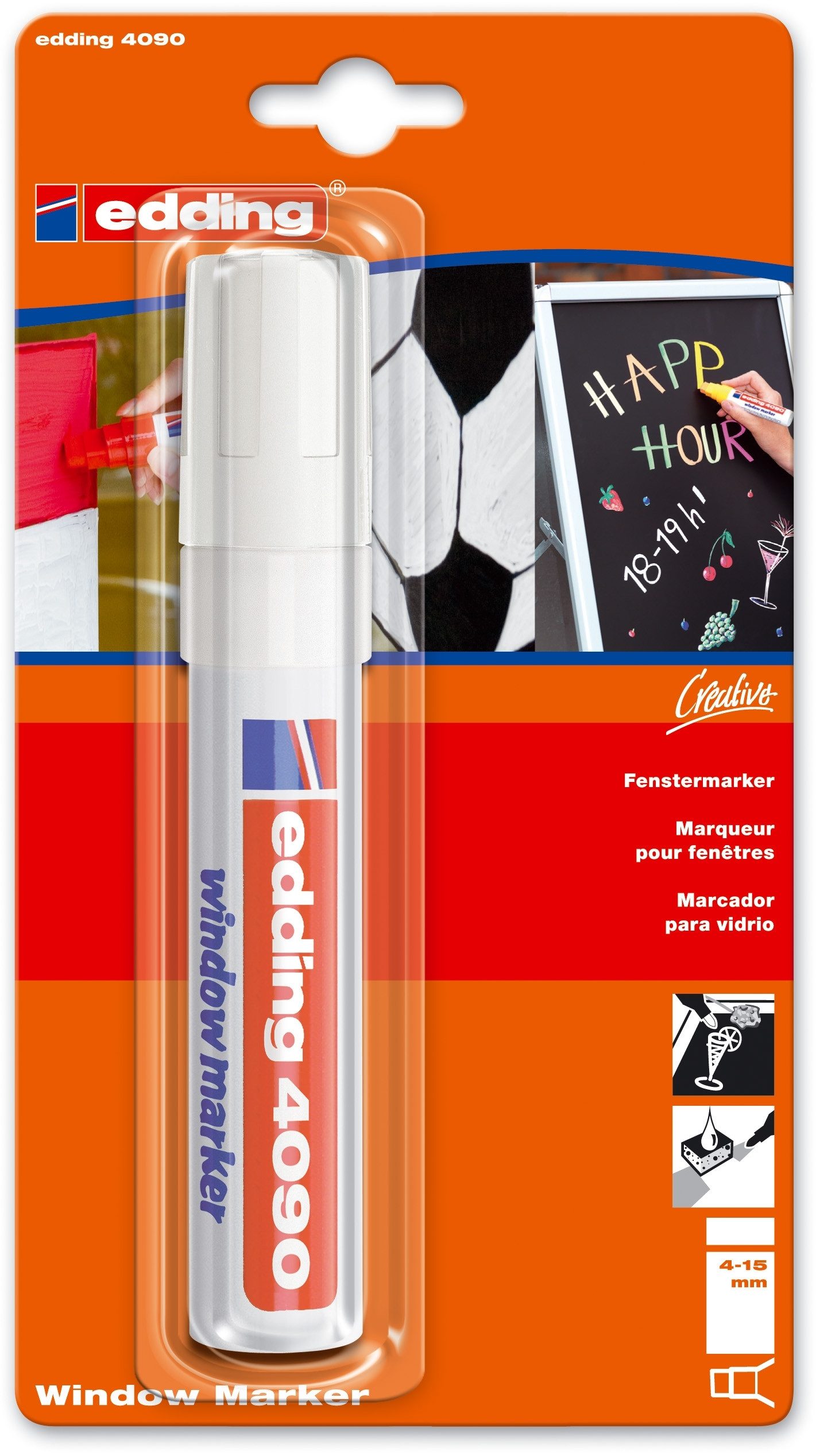 edding Filzstift Kreidemarker edding 4090 4-15mm weiß Packung mit 6 Stück