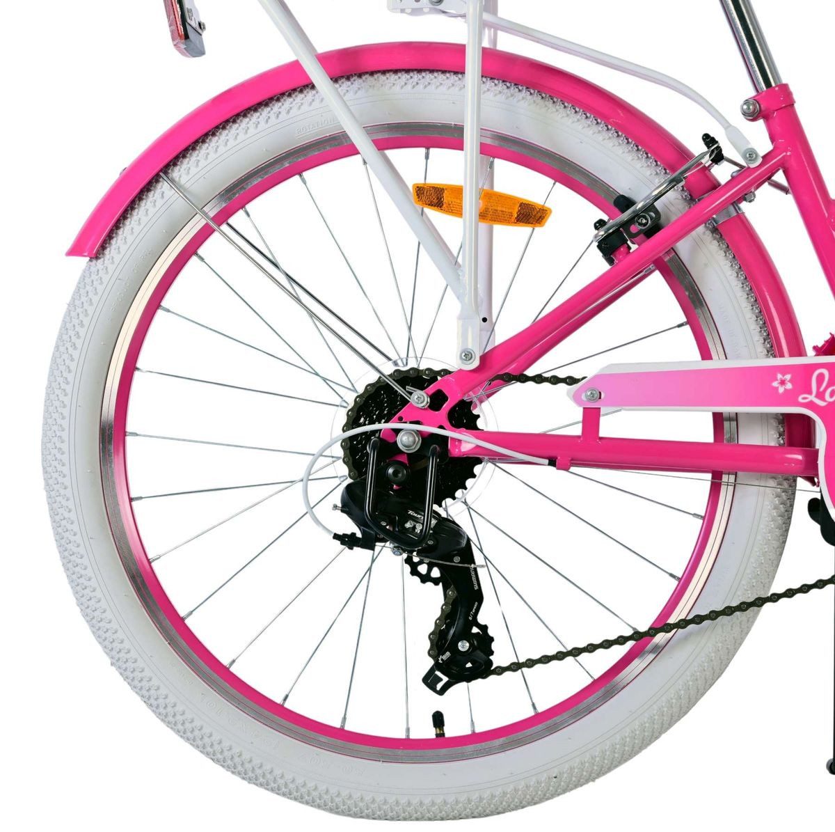 Volare Kinderfahrrad 24 ZOLL Kinder Mädchen Fahrrad Kinderfahrrad Rad LOVELY 7 Gänge 24122, 7 Gang Shimano, Kettenschaltung, 7 Gänge, Korb, Seitenständer, Gepäckträger