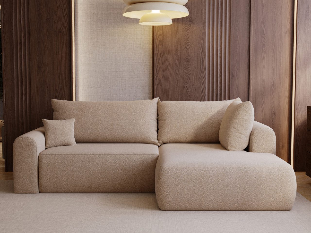 GrainGold Ecksofa L-Form Savana Bis, Set, Couch, T30-Schaum, Wellenfederkern, Schlaffunktion, Bettkasten