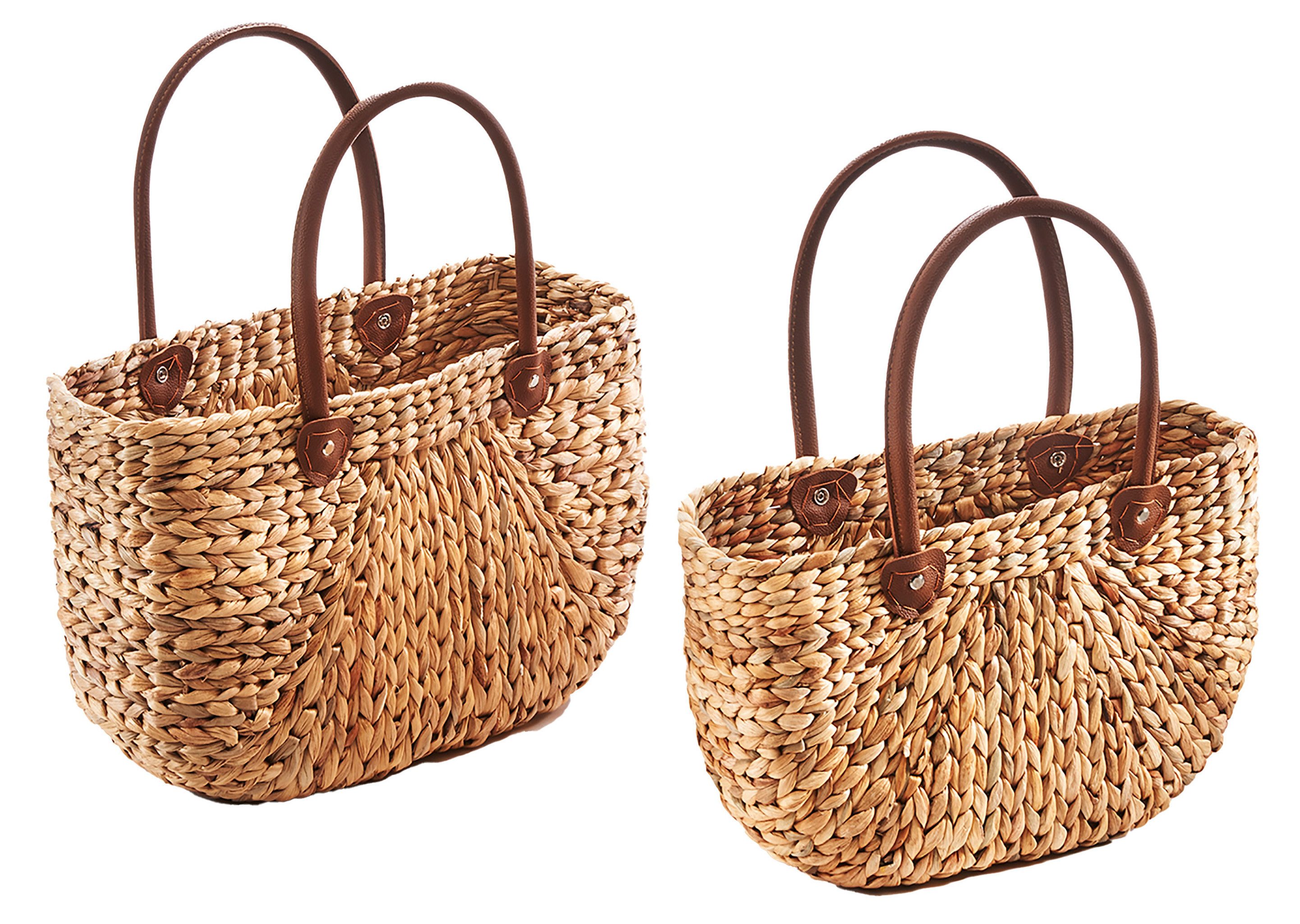 Shopper Tasche Set mit Kunstledergriffe - zwei Größen