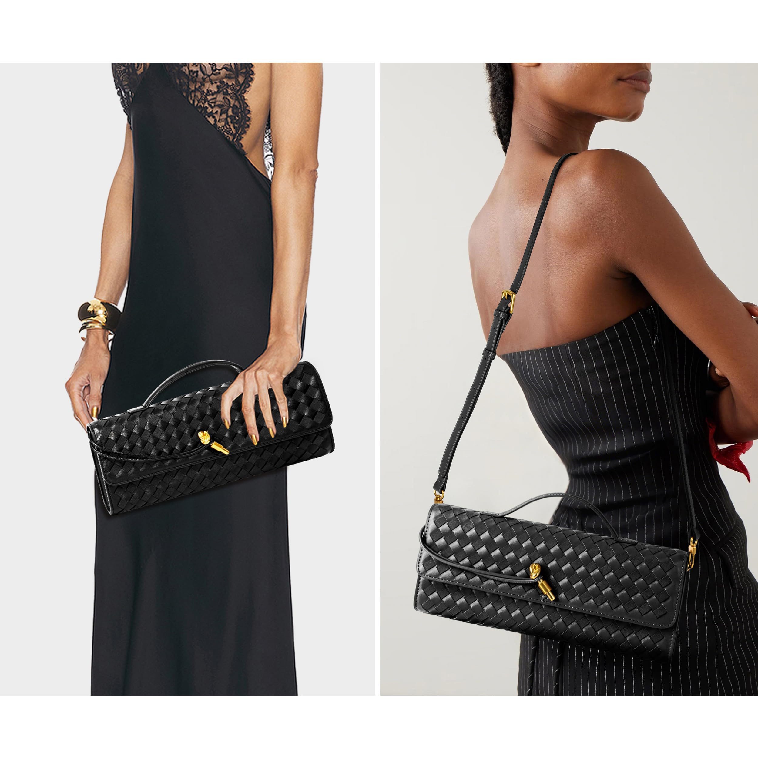 nsihing Abendtasche Geflochtene Damen-Clutch–Abendtasche– Geflochtenes Leder und Wildleder, Handtasche,Umhängetasche,Geldbörse aus Wildleder,elegante Abendtasche.