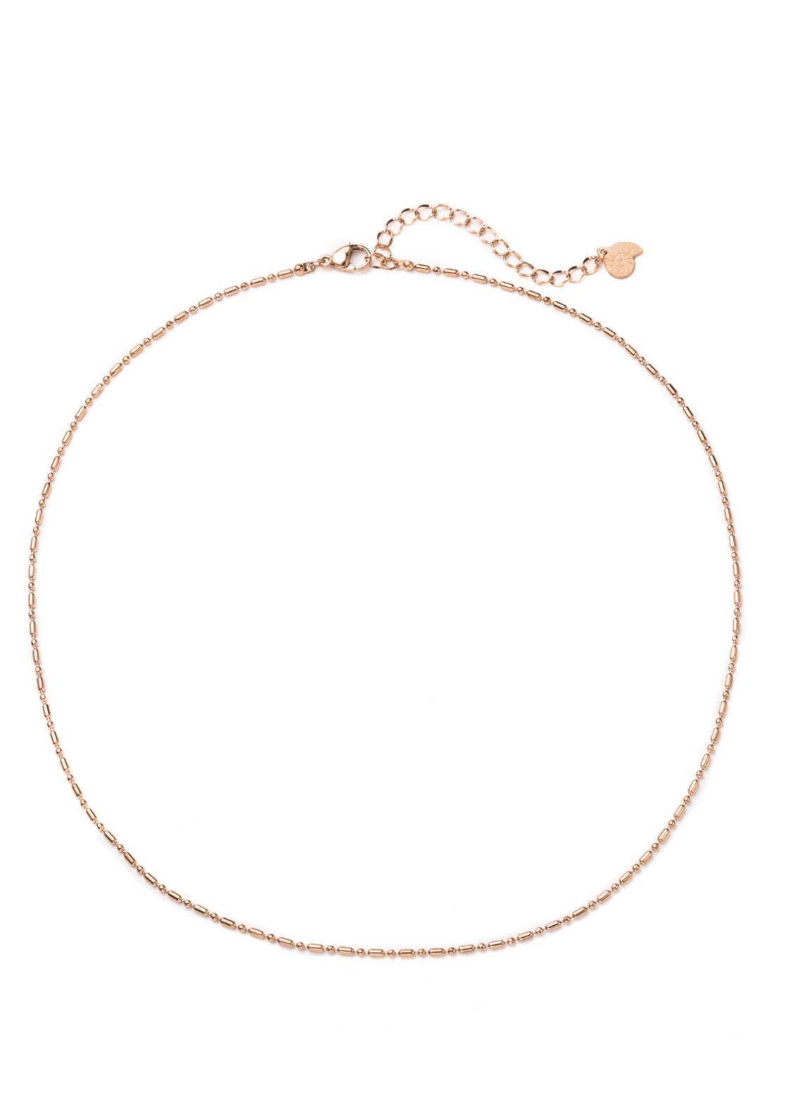 Hey Happiness Kette ohne Anhänger Damen Kugel Stab, Viereck Perlenkette 18K Roségold Vergoldet, Basic Edelstahl Erbskette Layer Look, wasserfest