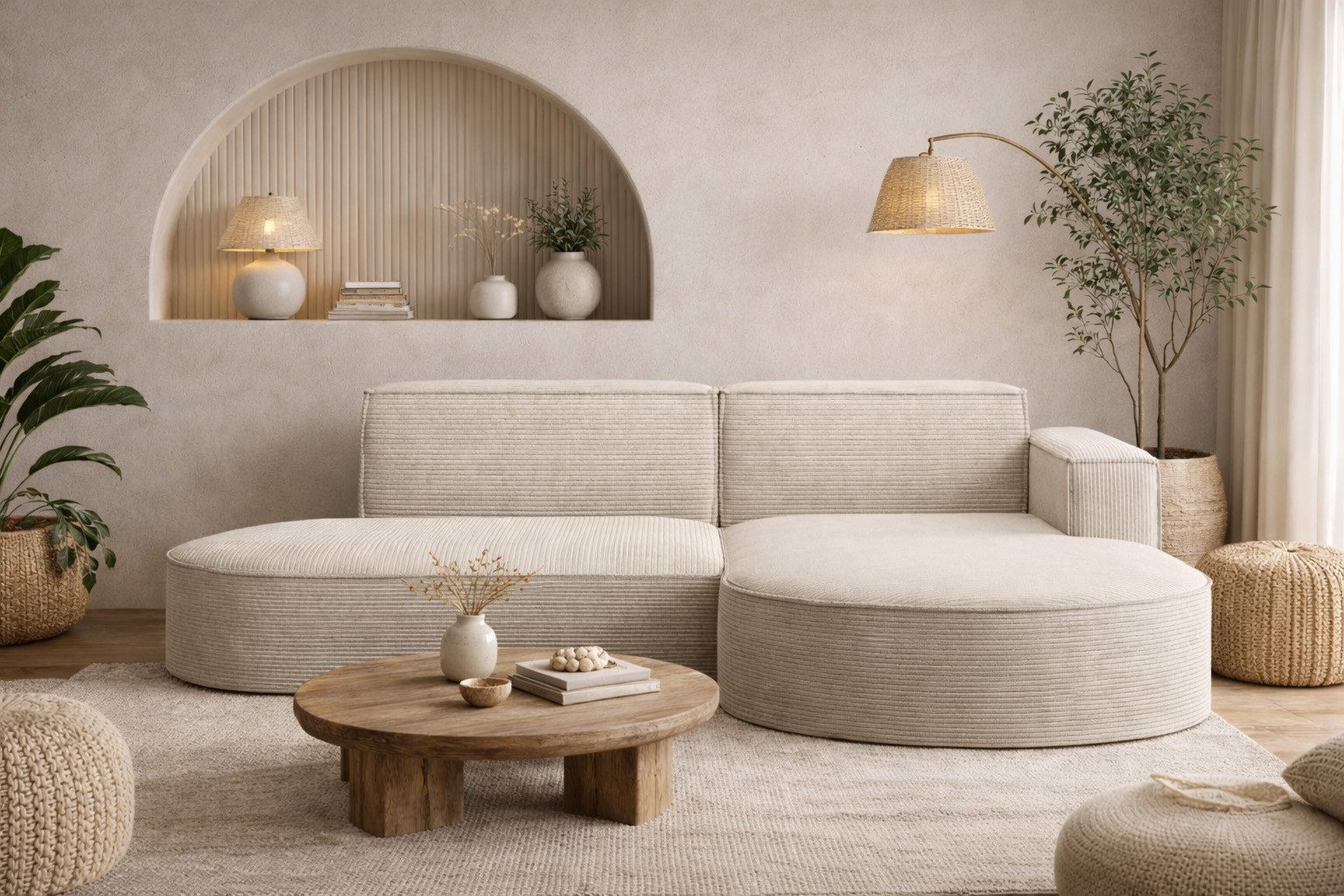 Kaiser Möbel Ecksofa Designer MODENA STUDIO L stoff Cord, Ecksofa, Cord Sofa, L-Form, Links/Rechts wählbar