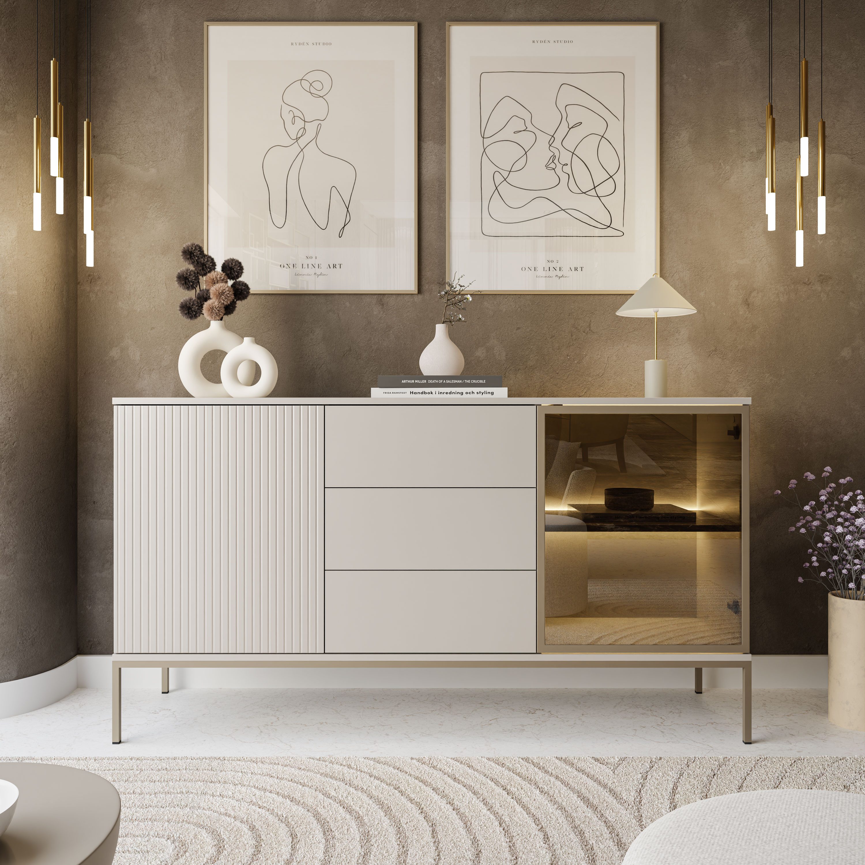 Lookway Kommode ECLIPSE KSZ154 Kaschmir mit Beleuchtung