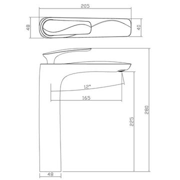 doporro Waschtischarmatur Wasserhahn Bad Waschtischarmatur Waschbecken Mischbatterie WAO-7701-H