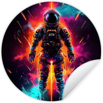 MuchoWow Wandsticker Astronaut - Neon - Spiele - Weltraum (1 St), Tapetenkreis für Kinderzimmer, Tapetenaufkleber, Rund, Wohnzimmer
