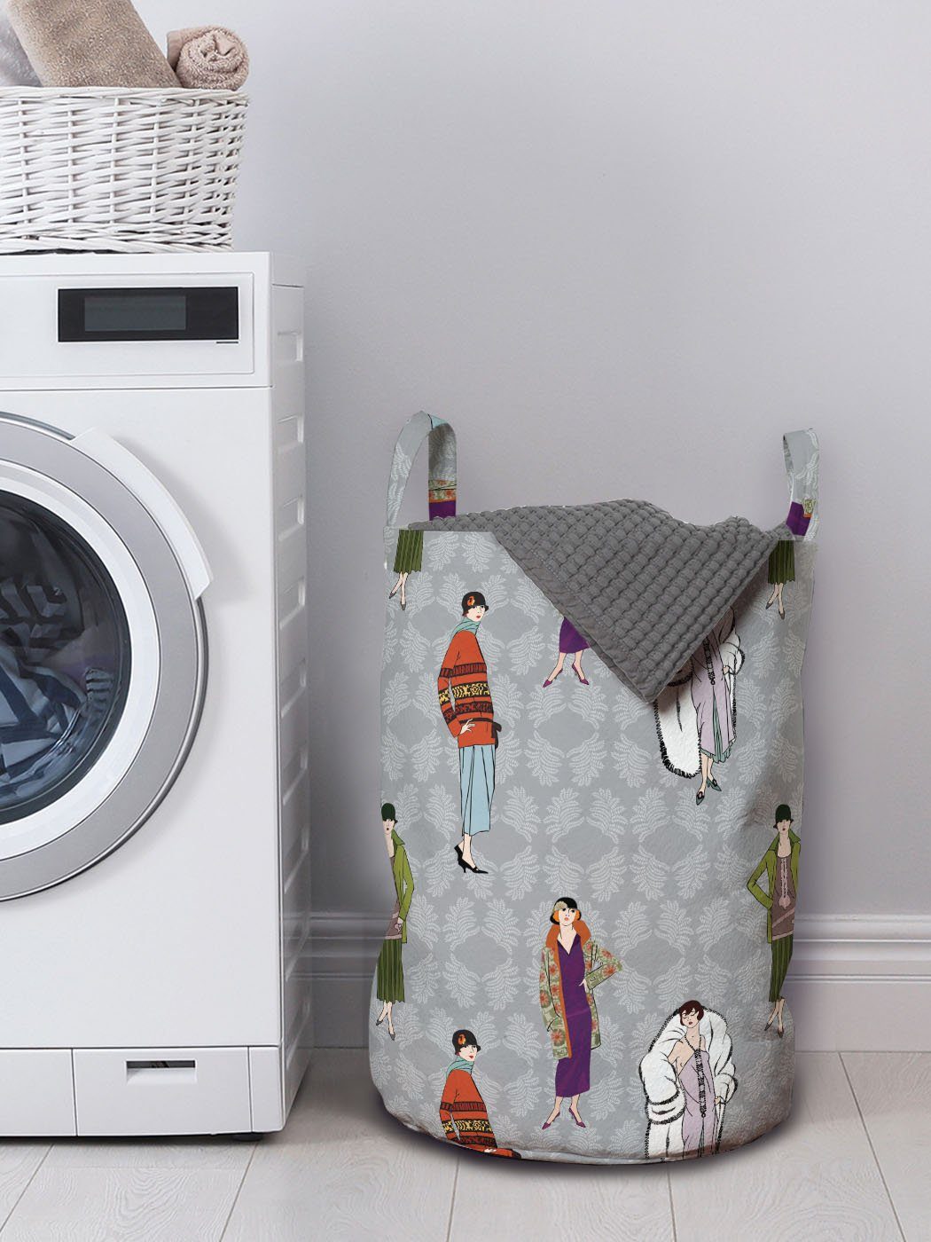 Flapper mit Mode Griffen Wäschekorb 20s für Abakuhaus Mädchen Kordelzugverschluss Wäschesäckchen Waschsalons, Retro