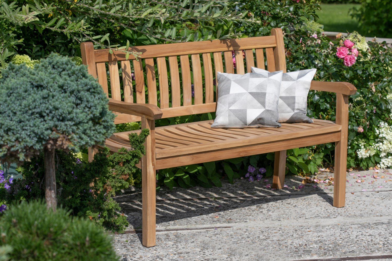 deVries Gartenbank Sitzbank Florence, Teakholz - extrabreit - Armlehnen