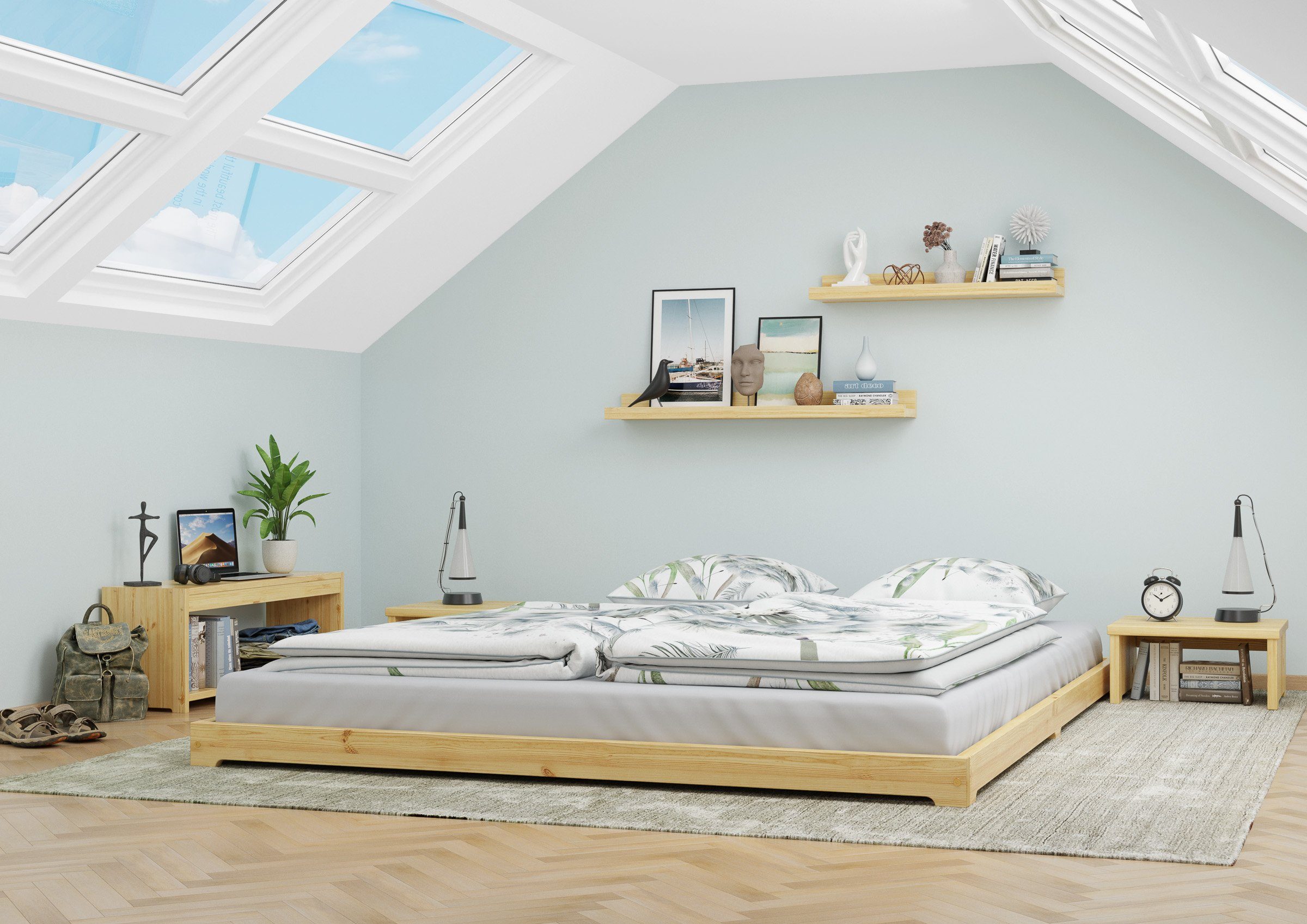 ERST-HOLZ Bett Futonbett Massivholz Extra Niedrig günstig online kaufen