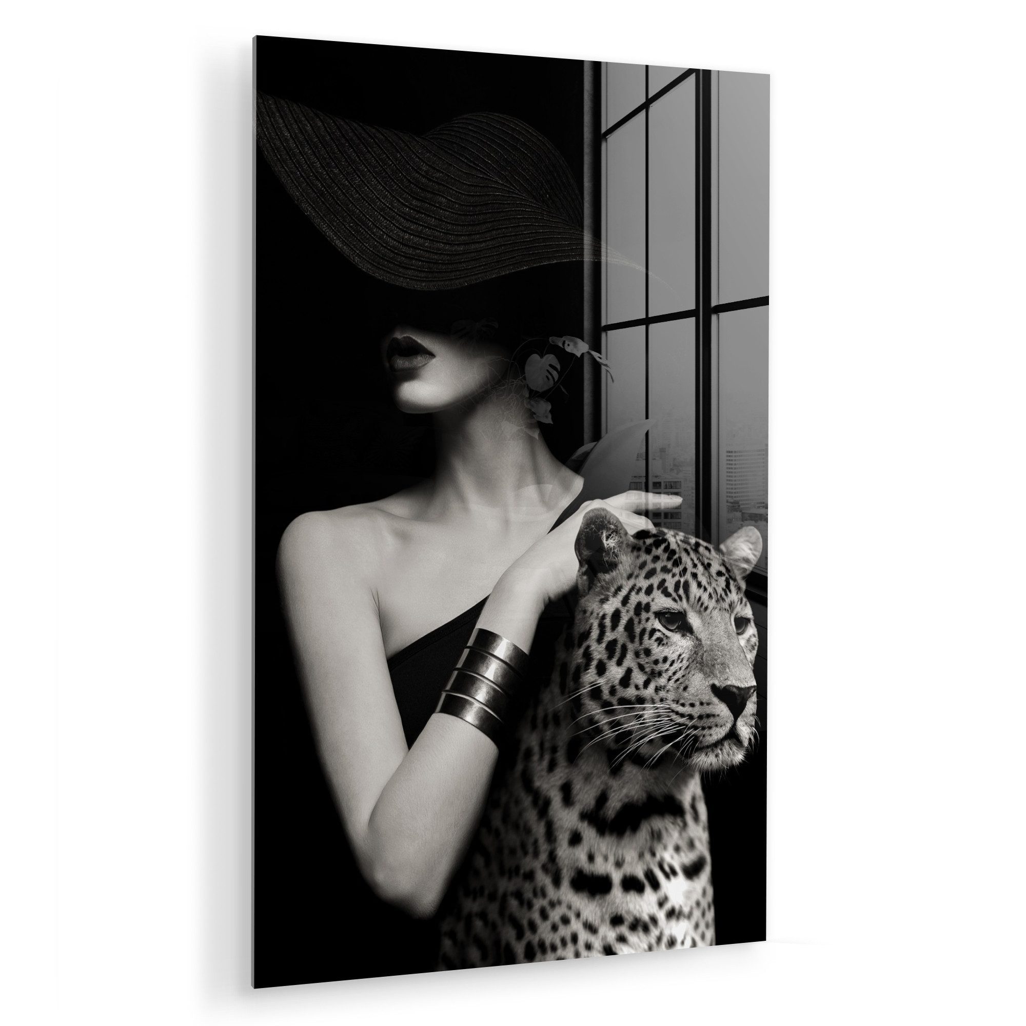 MuchoWow Acrylglasbild Frau - Leopard - günstig online kaufen