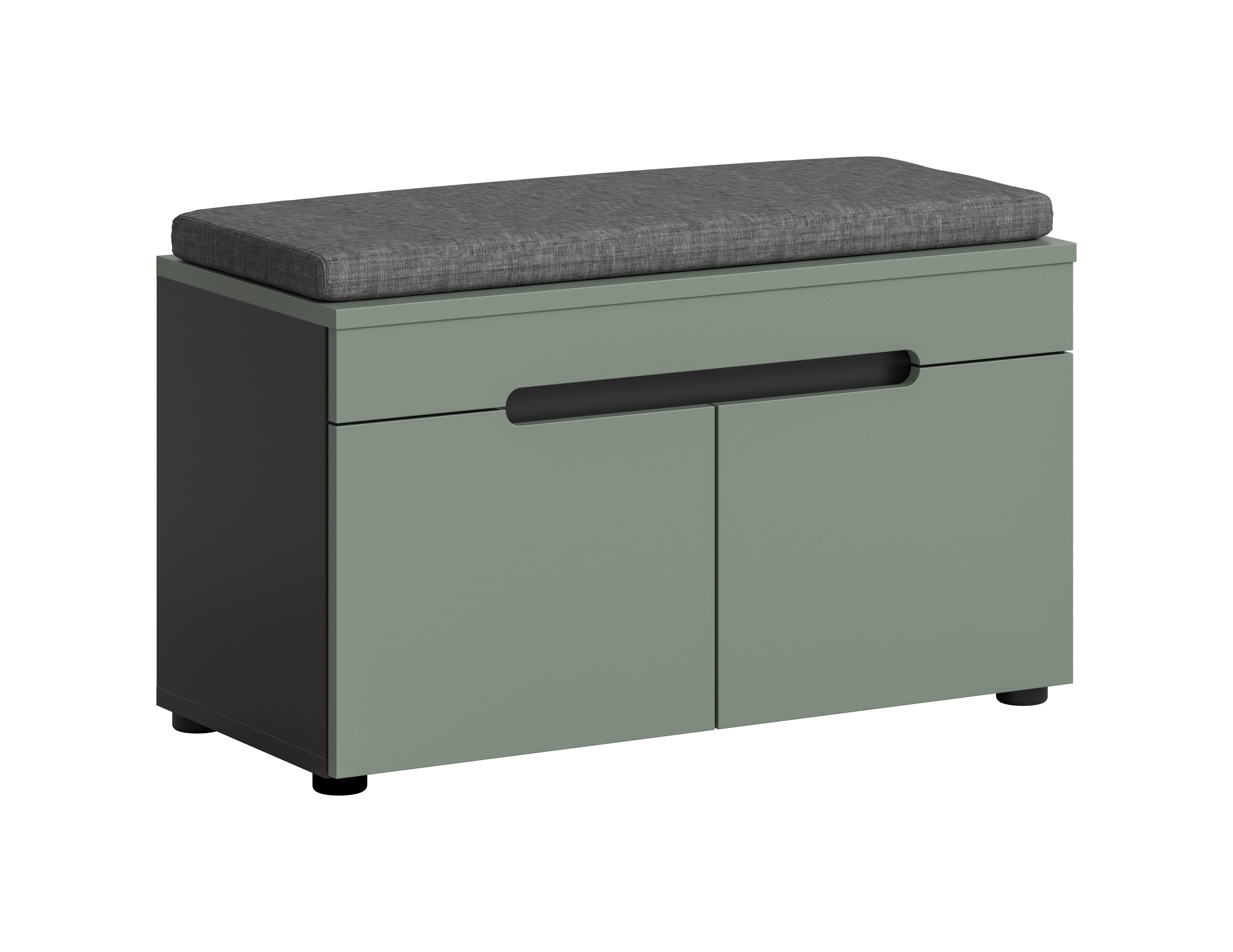 furnling Sitzbank Cano (1-St), inkl. grauem Sitzkissen, 2 Türen, 2 Fächer, Höhe 45 cm
