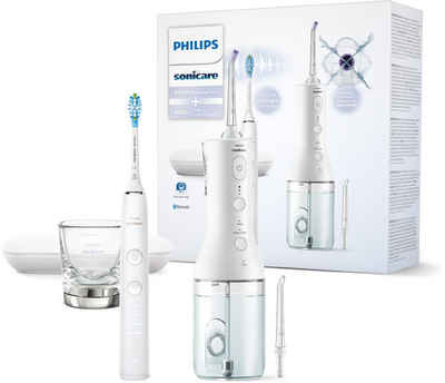 Philips Sonicare Zahnpflege-Set DiamondClean 9000 und Cordless Power Flosser 3000 HX3866, inkl. Ladeglas und Reiseetui