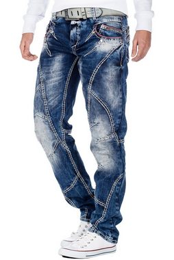 Cipo & Baxx Regular-fit-Jeans Hose BA-CD563 mit dicken Ziernähten und Waschung