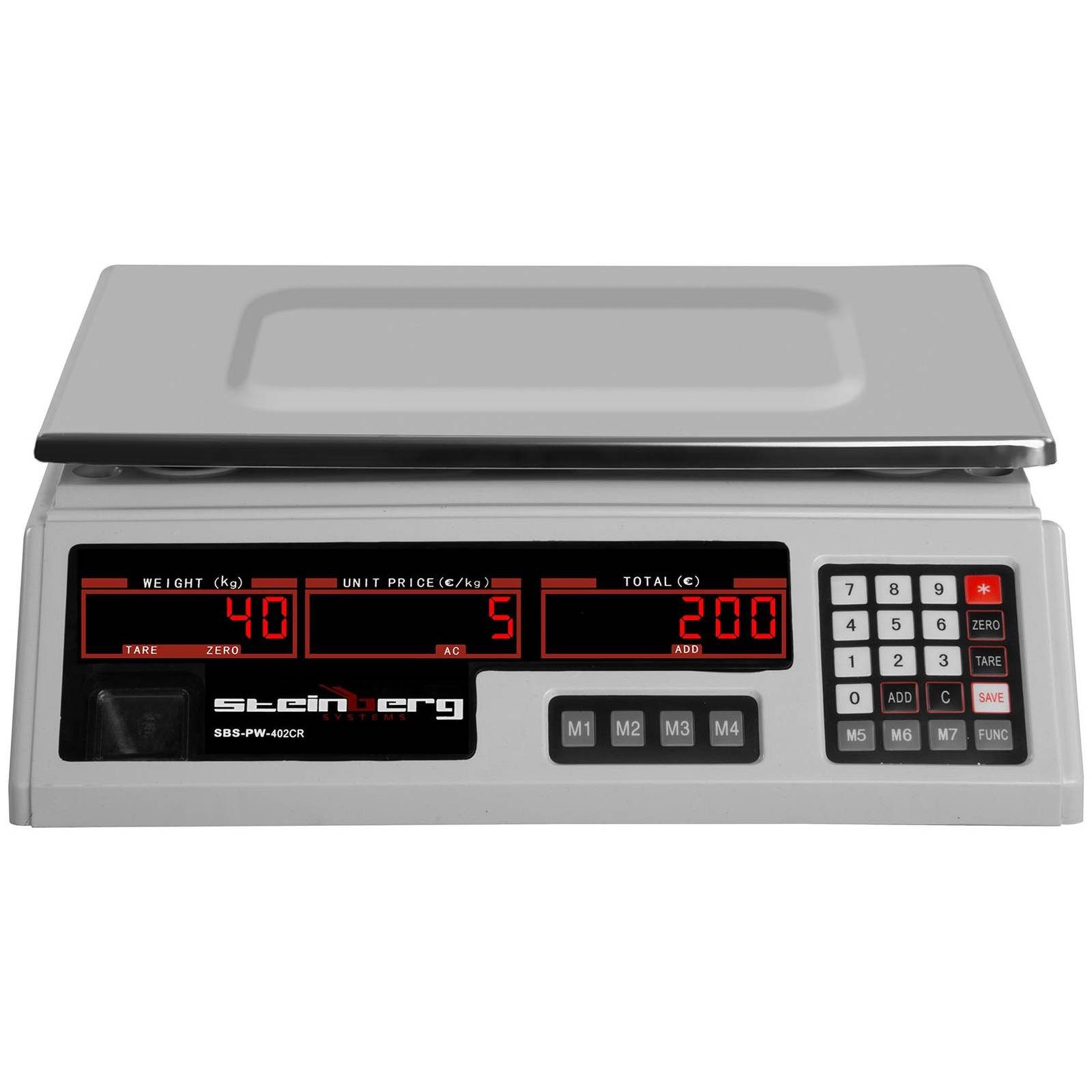 Steinberg Systems Präzisionswaage Kontrollwaage 40 kg / 2 g Ladenwaage Marktwaage 6 LED Preiswaage – Bild 2 von 5