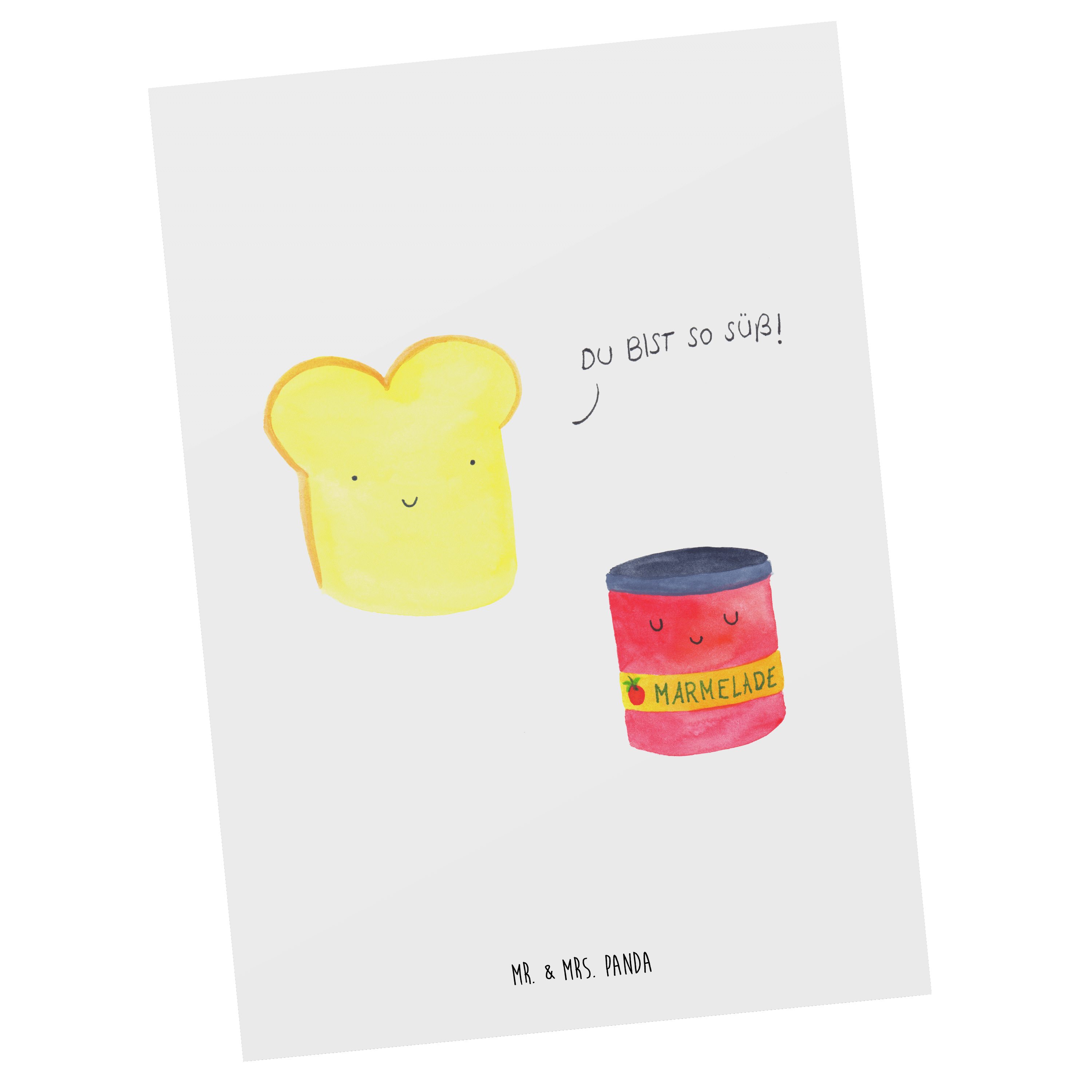 Mr. & Mrs. Panda Postkarte Toast & Marmelade - Weiß - Geschenk, Ansichtskarte, Geschenkkarte, Ka