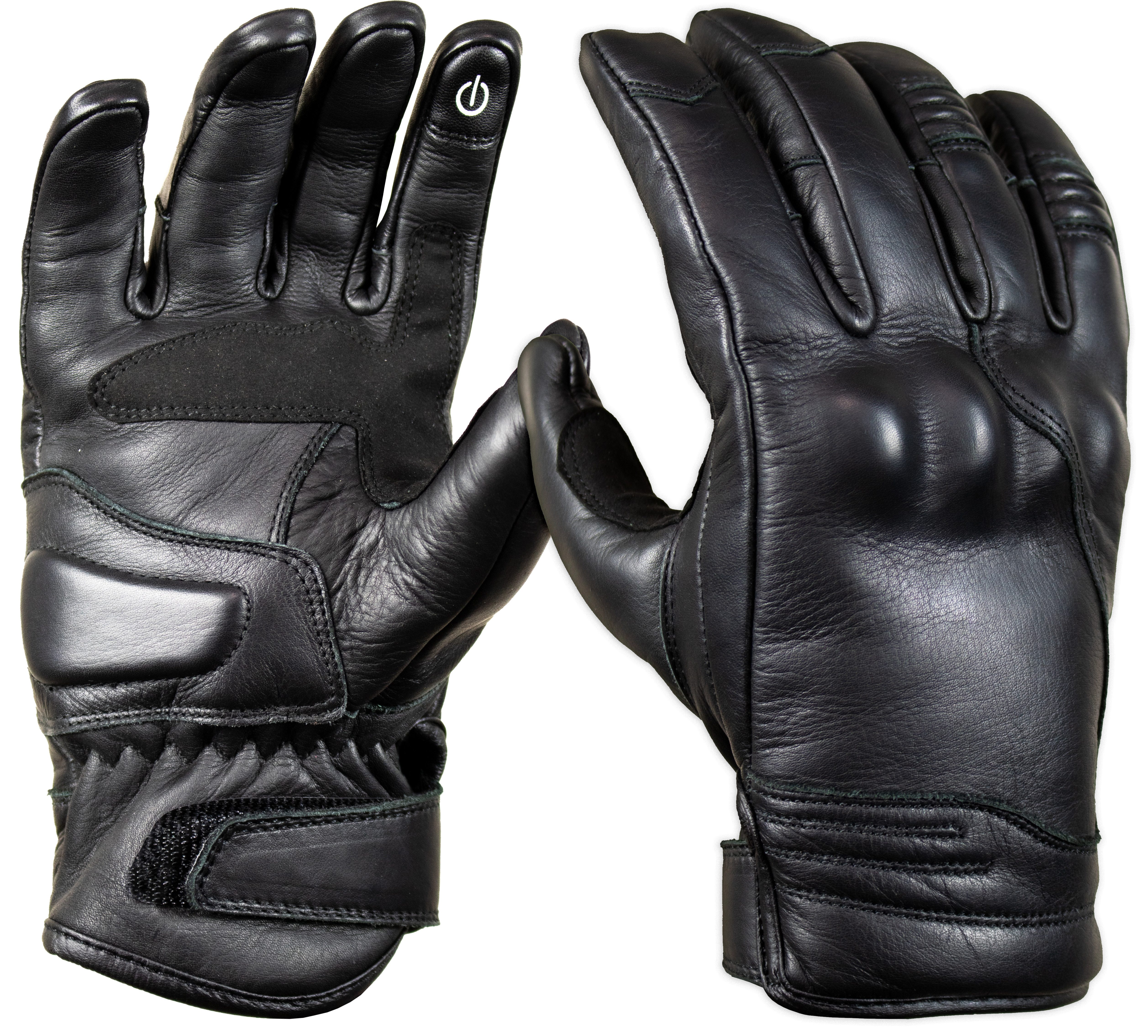 MDM Motorradhandschuhe Motorradhandschuhe Leder Herren Retro Protektor Grip Komfort Klassisches Retro-Design im eleganten All-Black-Look