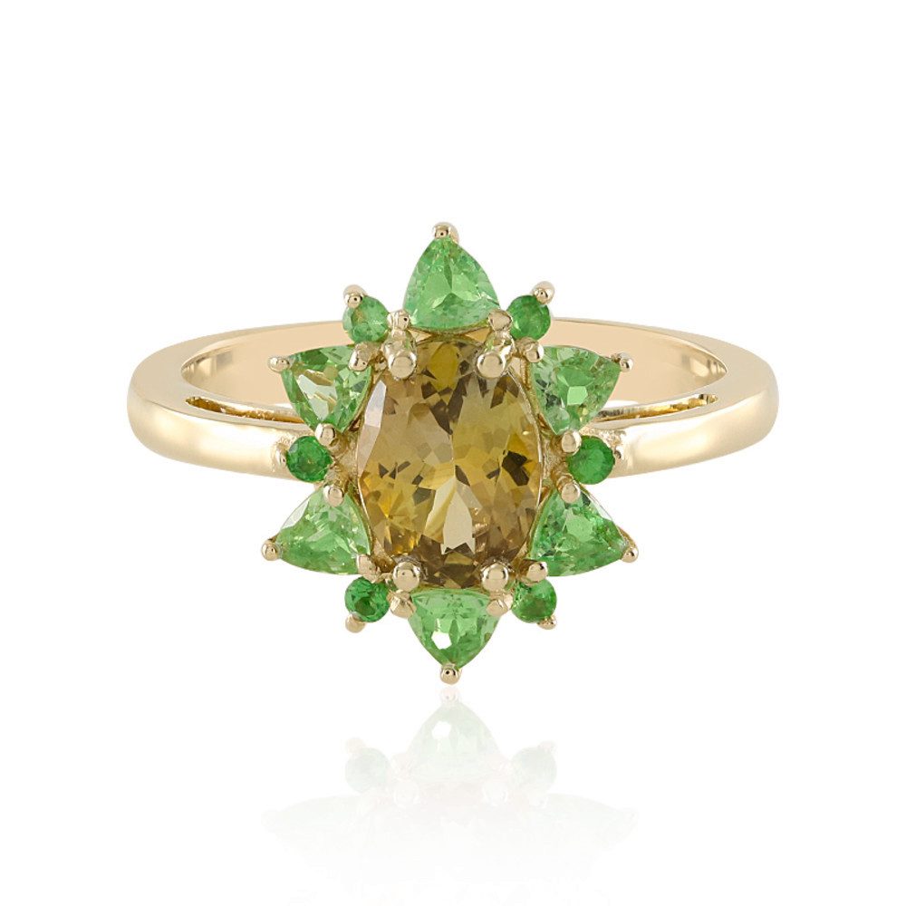 Cavill Goldring Gelber Tansanit-Tsavorit-Goldring 375 (1-tlg)