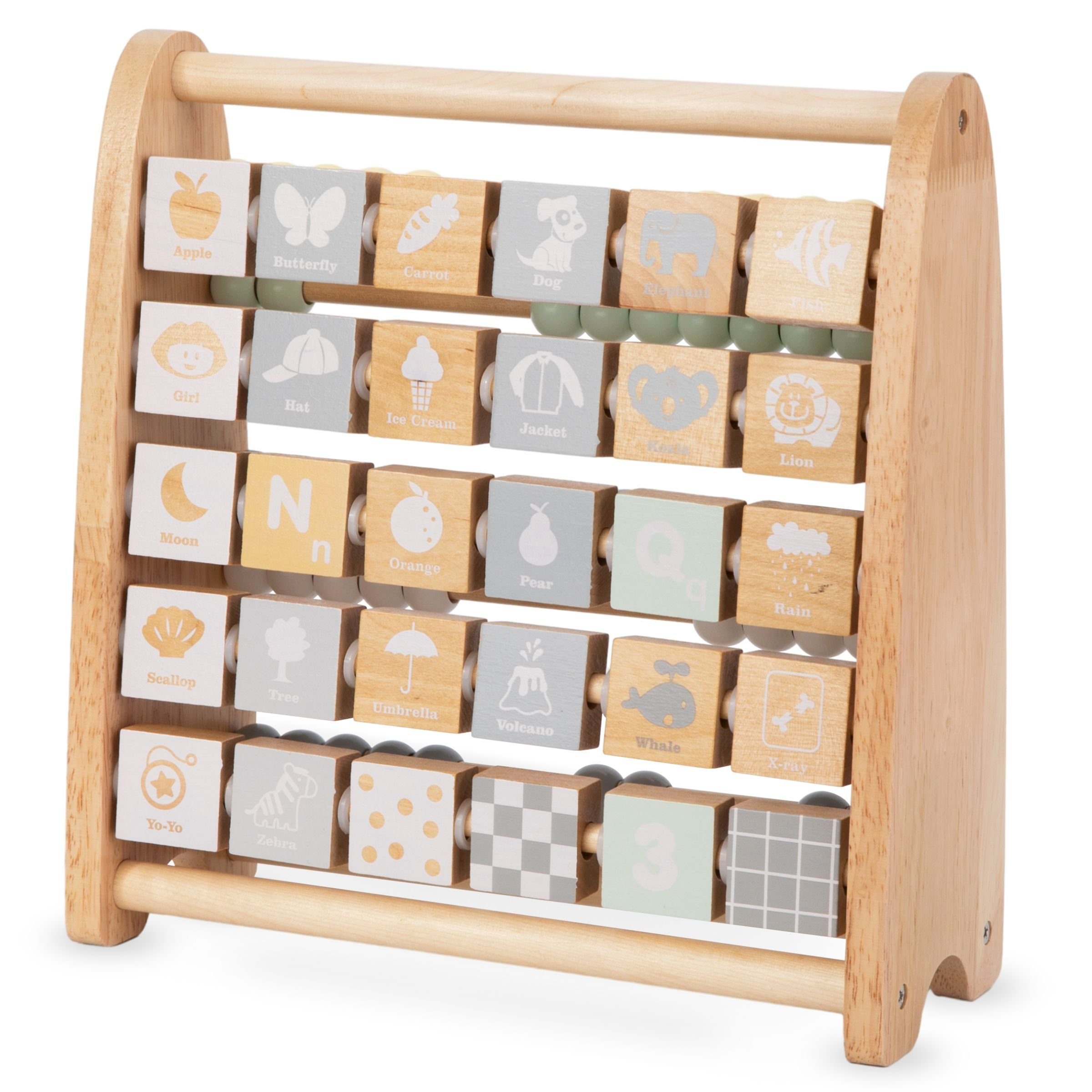 - Mamabrum Alphabet Holz Zahlen und Abakus aus Puzzle-Sortierschale und lernen Buchstaben