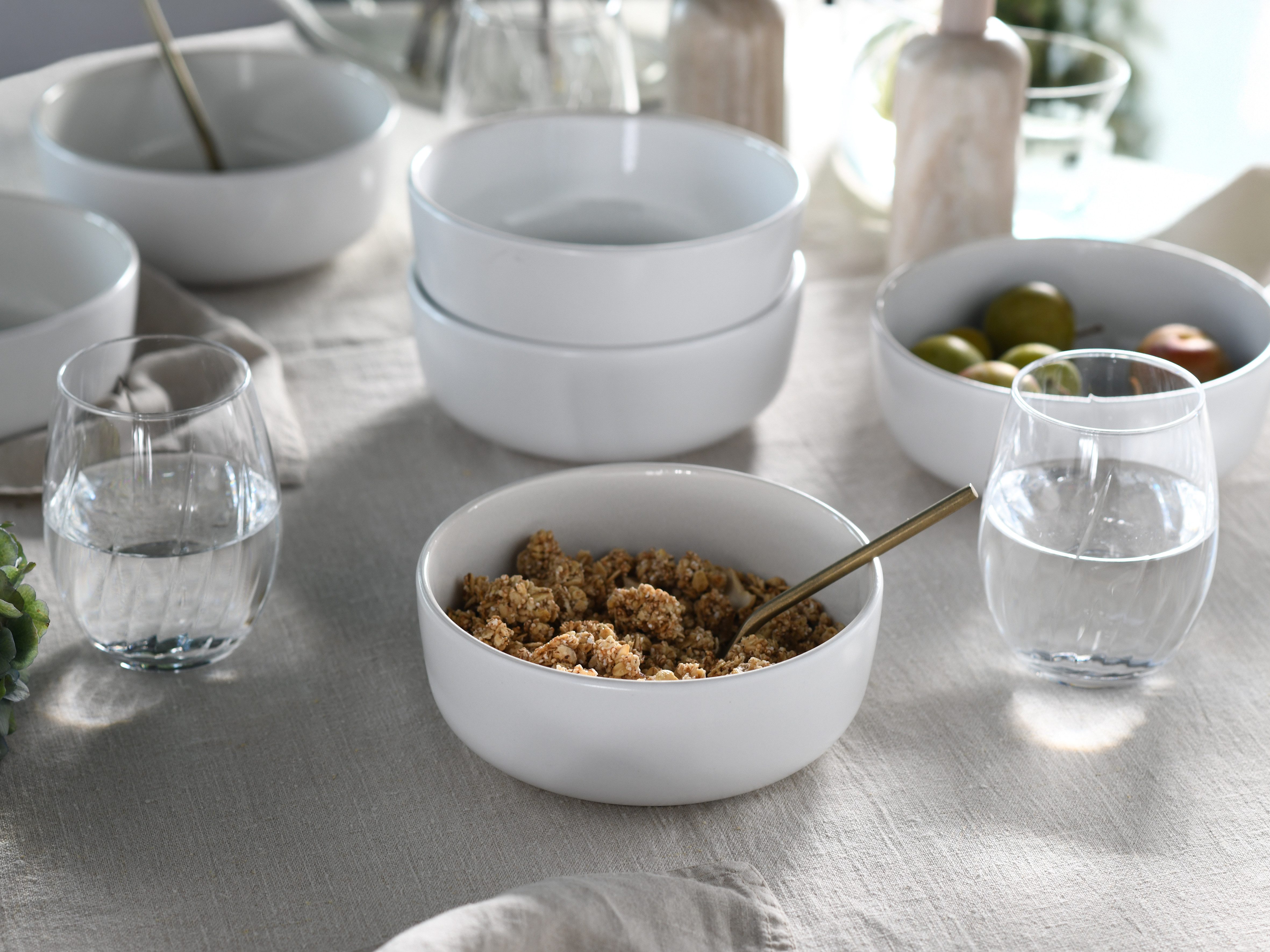 CreaTable Kombiservice Nordic Fjord, Service, 16-tlg. (16-tlg), 4 Personen, Steinzeug, Skandinavisches Design, Reativglasur