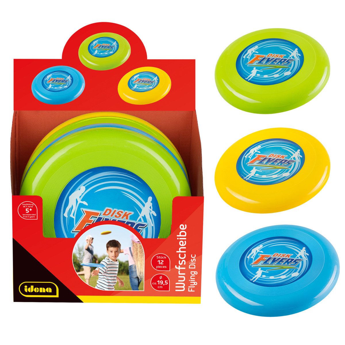 Idena Wurfscheibe Idena 40005 - Wurfscheibe ca. 19 cm, sortiert, ideal für den Sommer