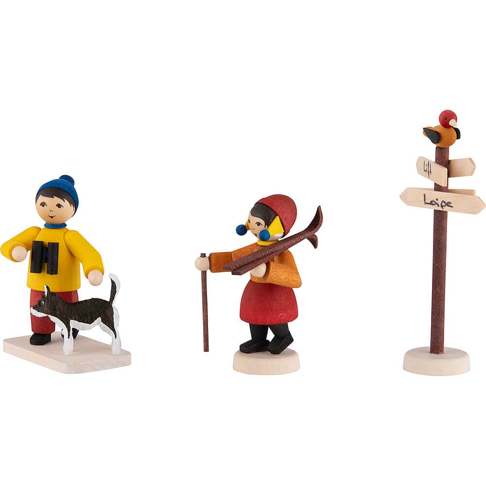 ULMIK Dekofigur Winterkinder Winterwanderkinder 3-teilig gebeizt (7cm) von ULMIK