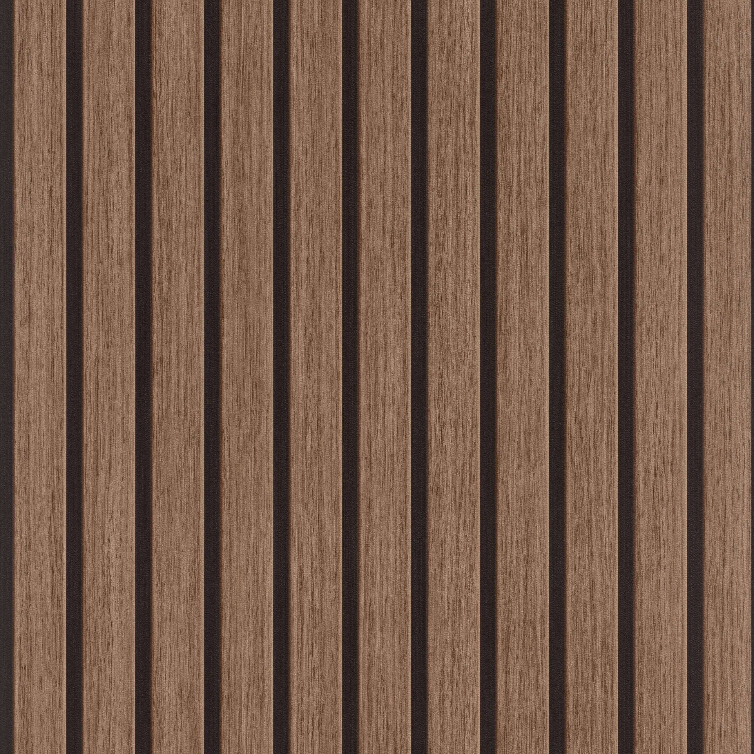 Rasch Vliestapete Echo - Selbstklebende Tapete Holzpaneele von tesa® x rasch®, strukturiert, gestreift, Holzoptik, Streifen, (1 Rolle, 1 St), selbstklebend, 6,00m x 0,53m