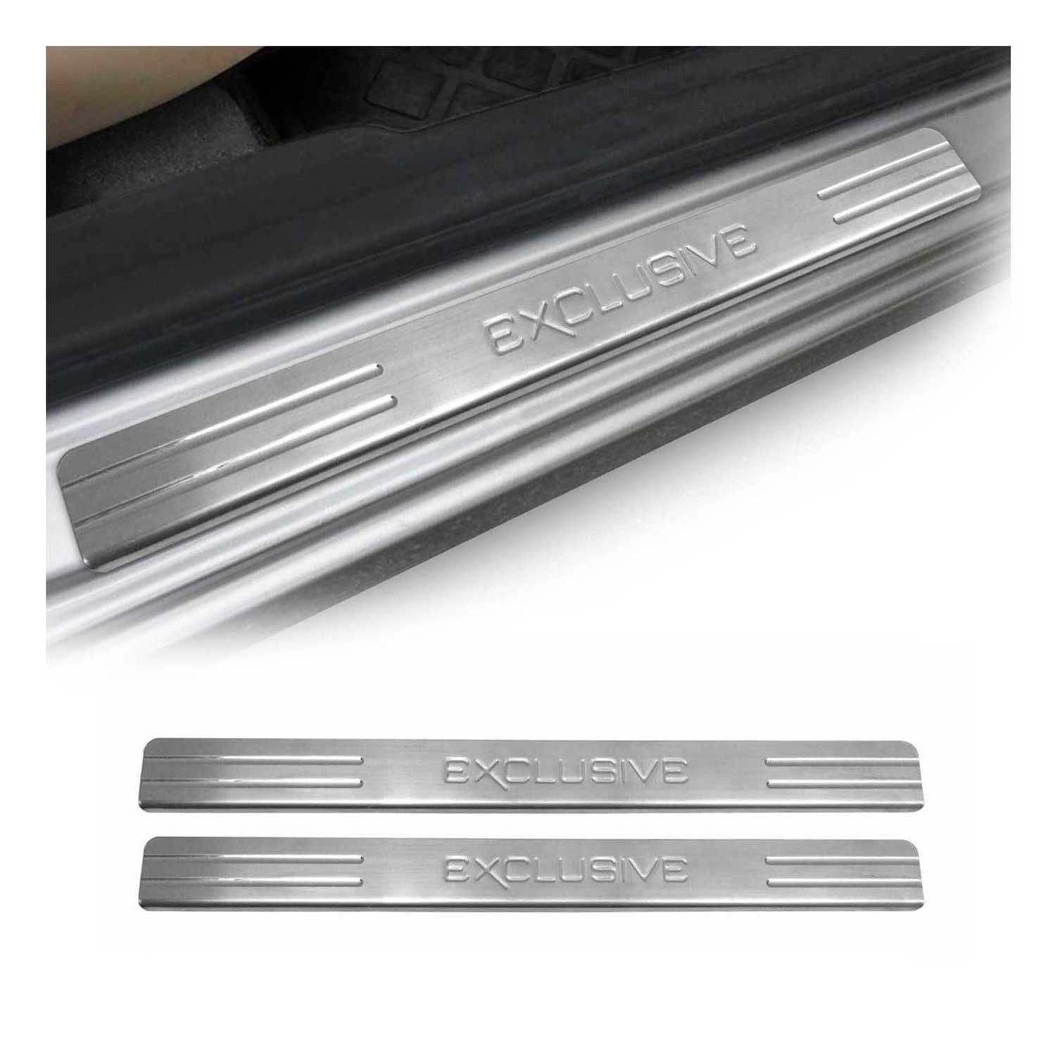 OMAC Zierleisten-Aufkleber Einstiegsleisten Exclusive für VW Sharan Alhambra Galaxy Chrom 2x, (2tlg), Langlebig,Einfache Reinigung,Einfache Installation,Rostbeständig