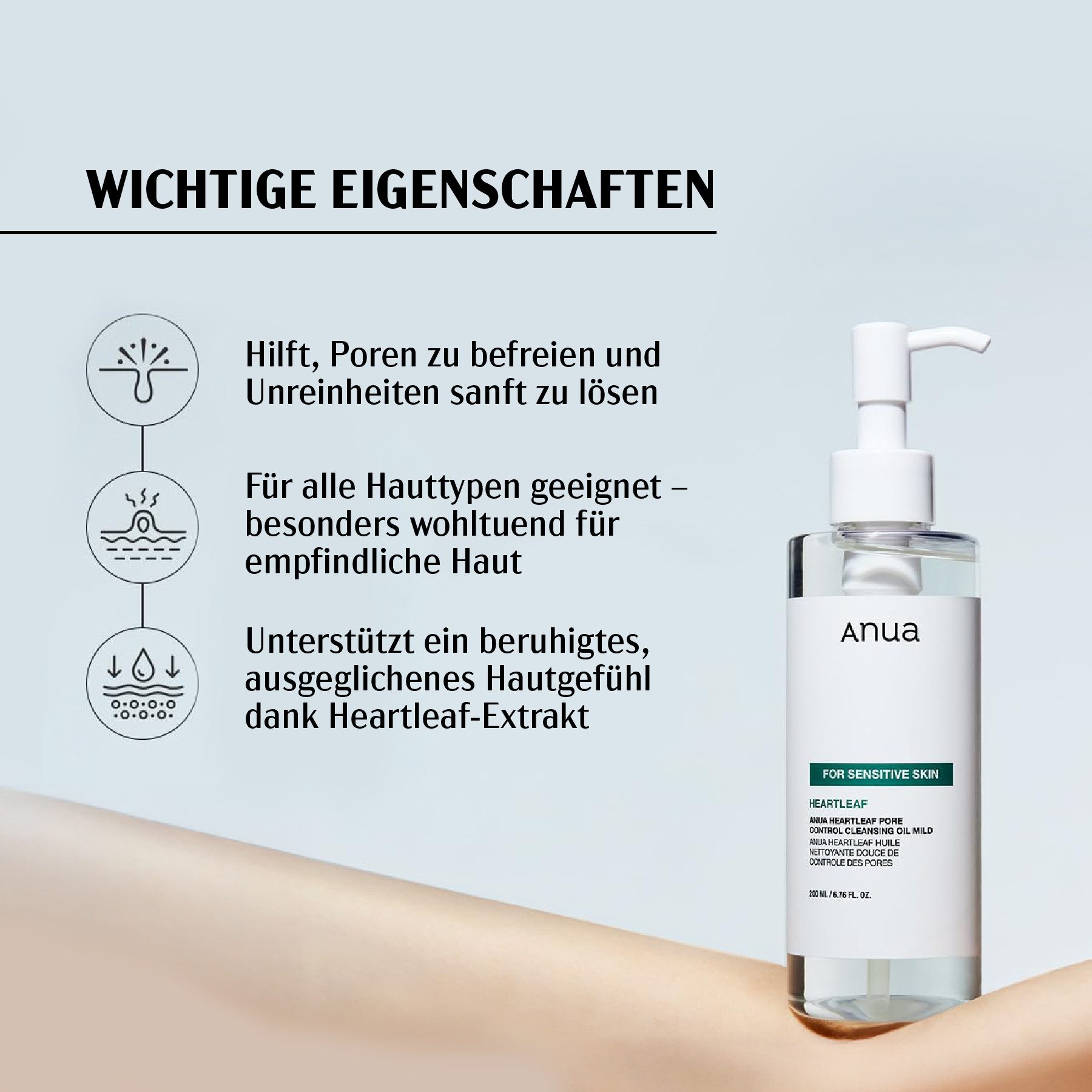 Anua Gesichtspflege Gesichtsreiniger ANUA Heartleaf Make-up Porenreinigungsöl für Gesicht, 3-tlg., Gesichtsöl, Gesichtsreinigung, Hautpflege, ANUA
