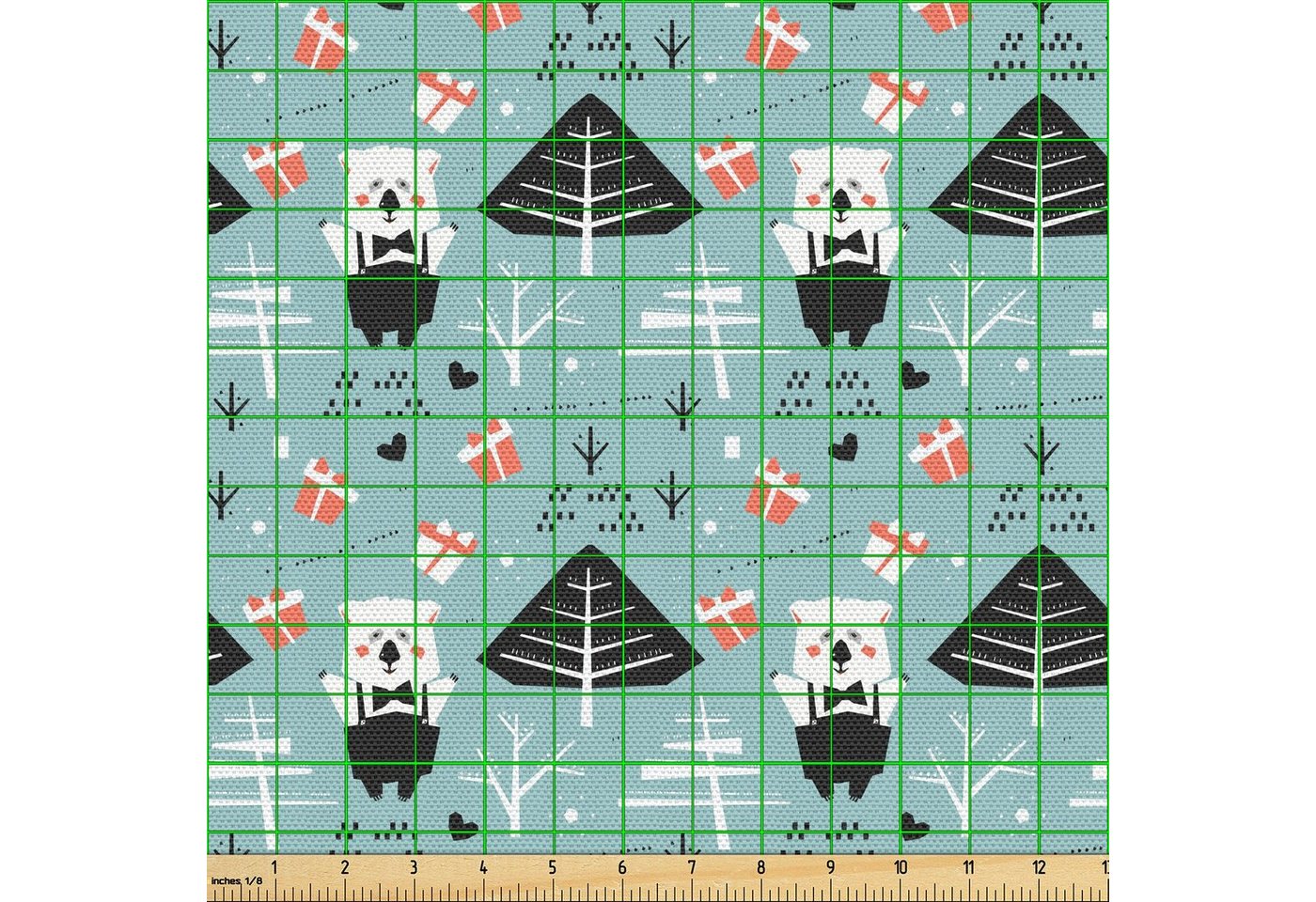 Thumbnail - Abakuhaus Stoff Schön Gewebten Stoff für Polster und Wohnaccessoires, Eisbär Merry Xmas Presents
