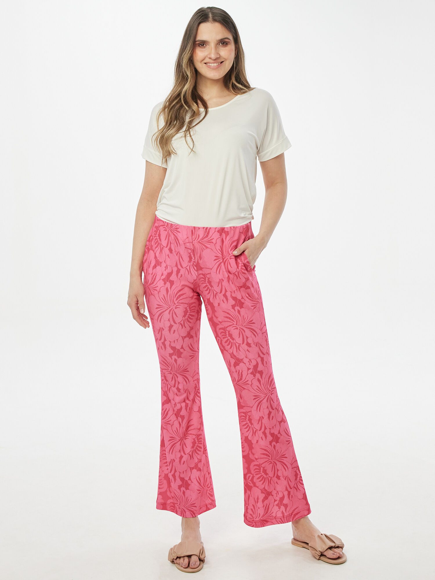 Sarah Kern Stoffhose Jerseyhose Figurbetont mit Lace Print