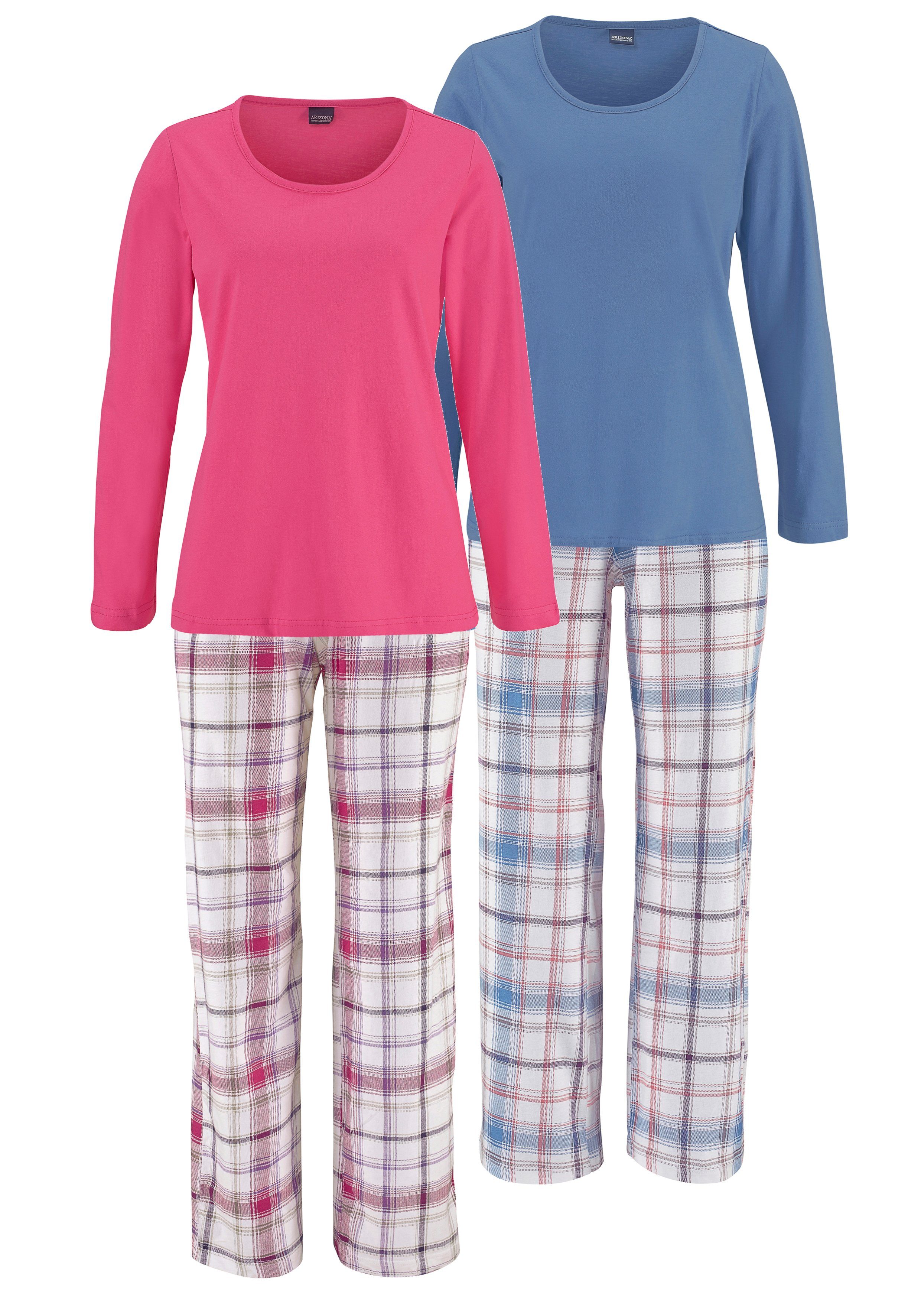 Arizona Schlafanzug (4 tlg., 2er Pack) mit Hose im Karodesign günstig online kaufen