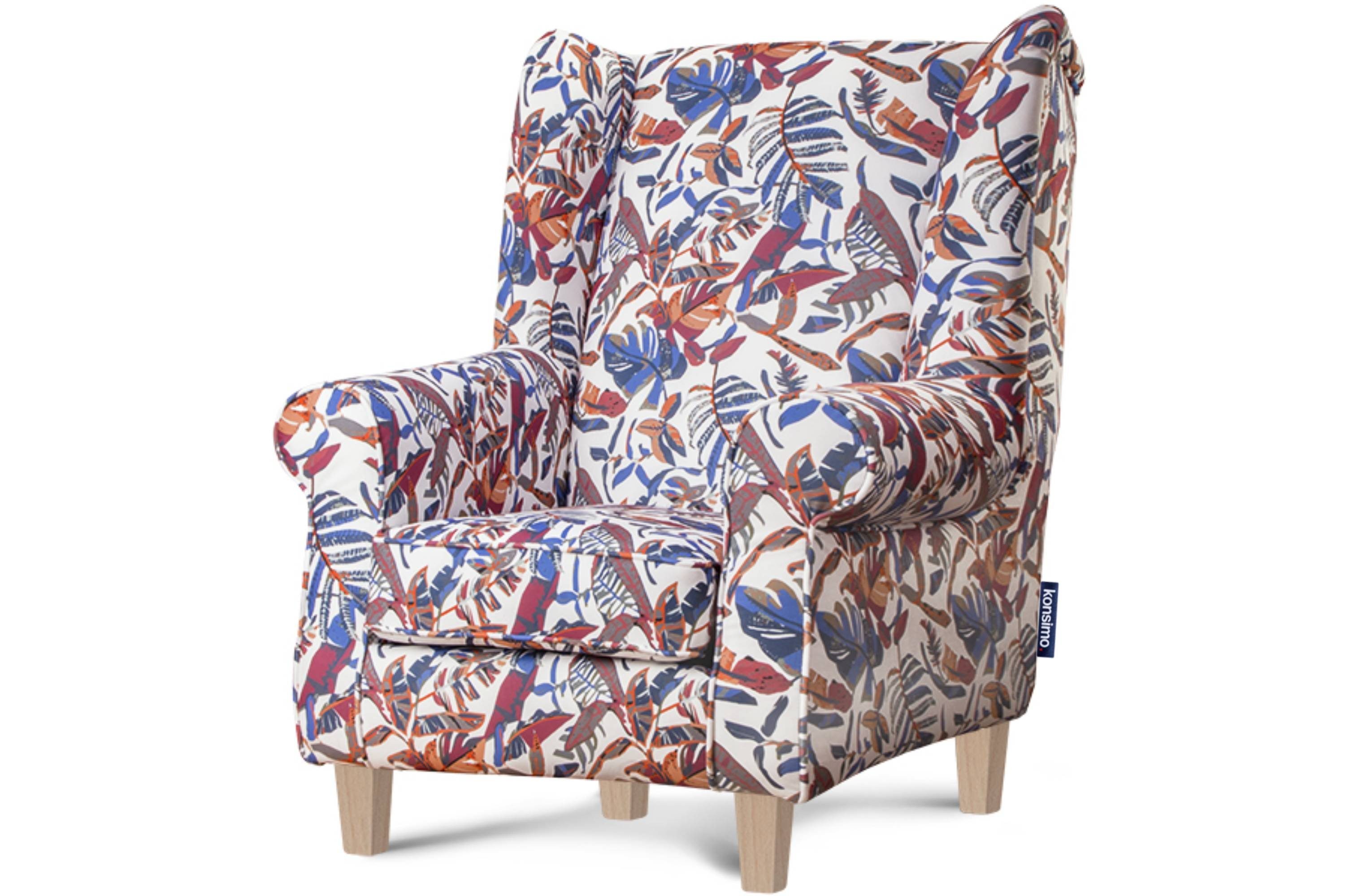 KONSIMO® Ohrensessel MILES Gepolsterter Sessel, mit Armlehnen, Massivholzbeine