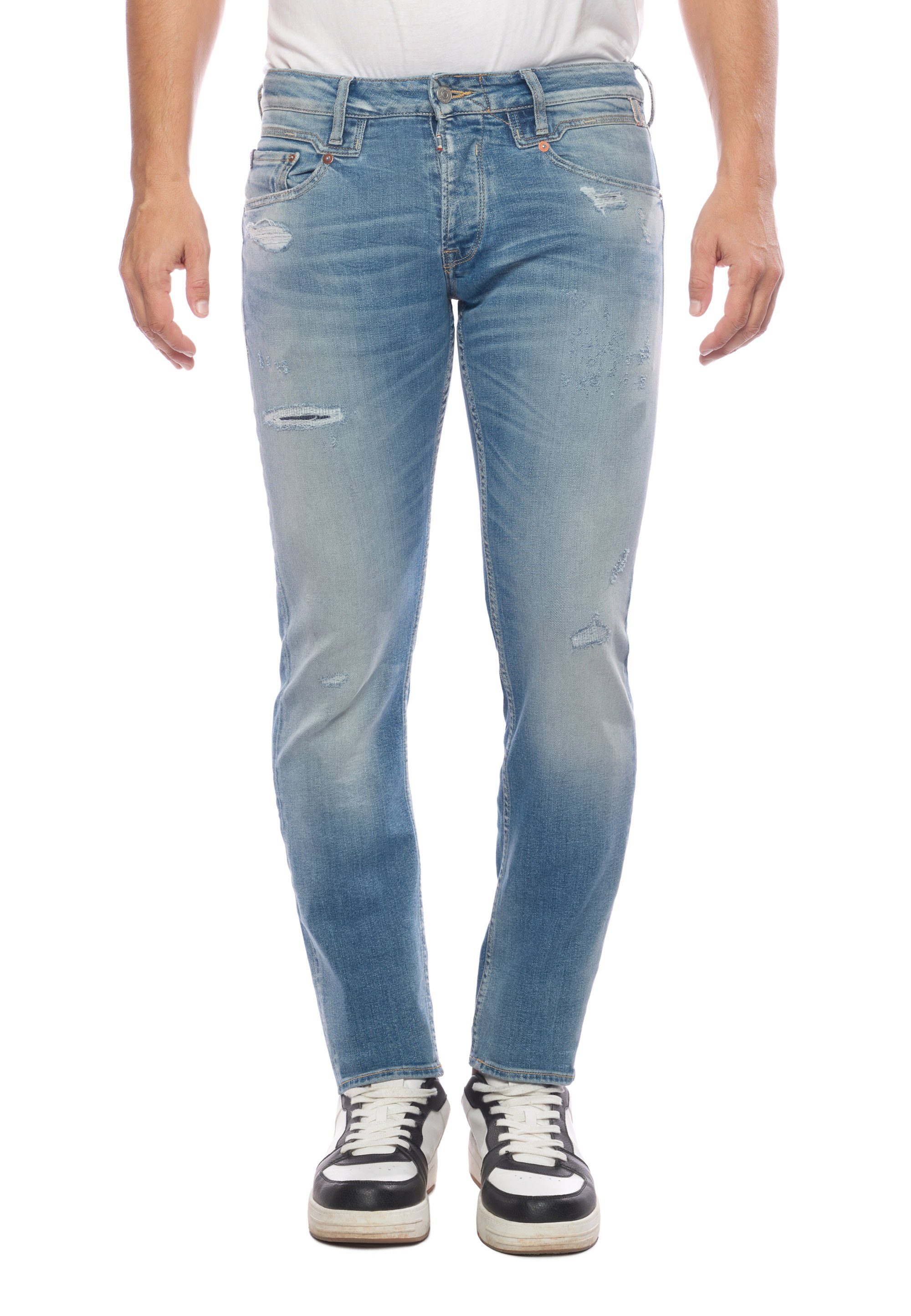 [Sorgfältig ausgewählte Produkte] Le Temps Des Slim-fit-Jeans Cerises trendigen Used-Details mit