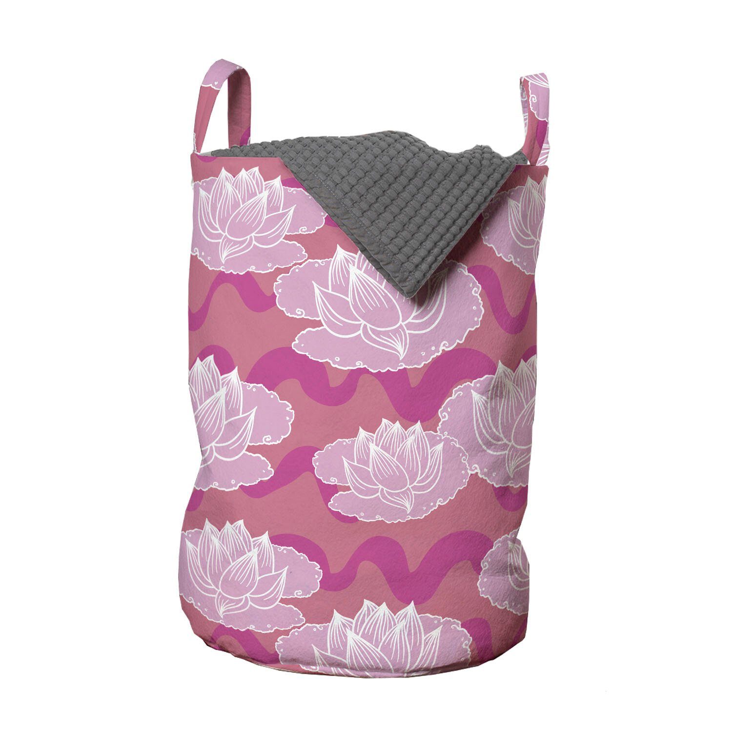 Abakuhaus Wäschesäckchen Wäschekorb mit Folklore-Blumen für Griffen Lotus Kordelzugverschluss Waschsalons