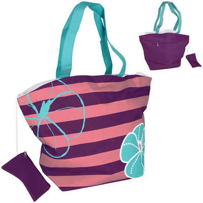 Strandtasche mit Etui Rosa Lila Tasche Strand, Reißverschluss Handtasche Umhängetasche