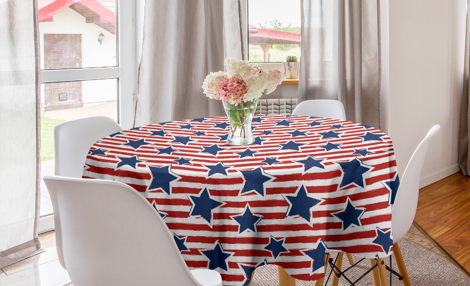 Abakuhaus Tischdecke Kreis Tischdecke Abdeckung für Esszimmer Küche Dekoration, 4. Juli Amerikanischer Ruhm Entwurf