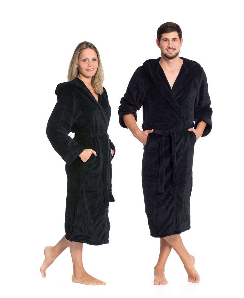 ZOLLNER Unisex-Bademantel, 100% Polyester, Kapuze, Gürtel, Kapuze, 100%  Polyester, vom Hotelwäschespezalisten, S-XXL