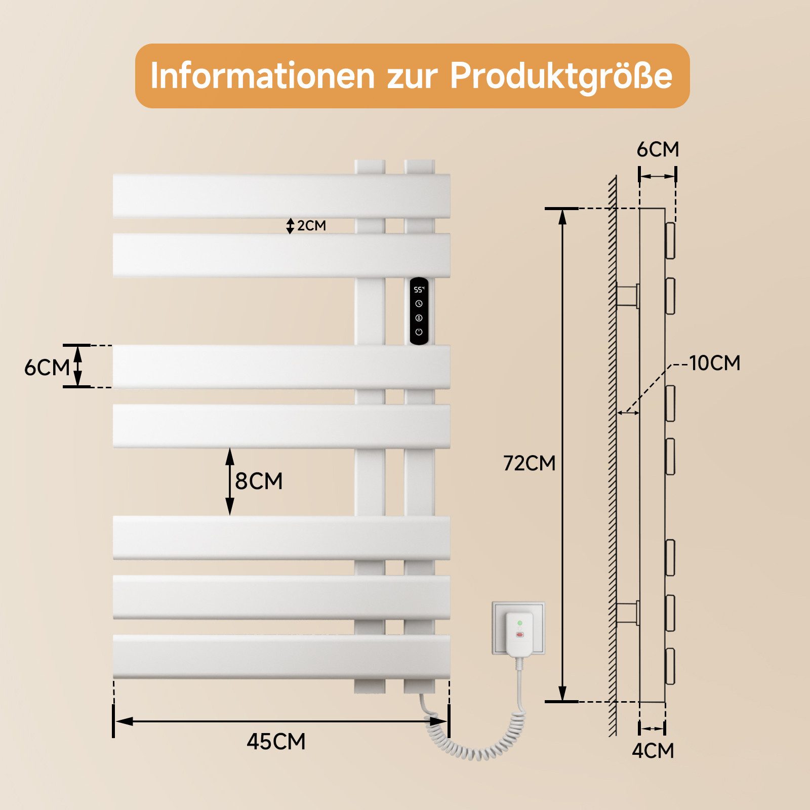 Oihpaw Elektrischer Badheizkörper 450x720mm,Intelligenter Handtuchwärmer mi günstig online kaufen