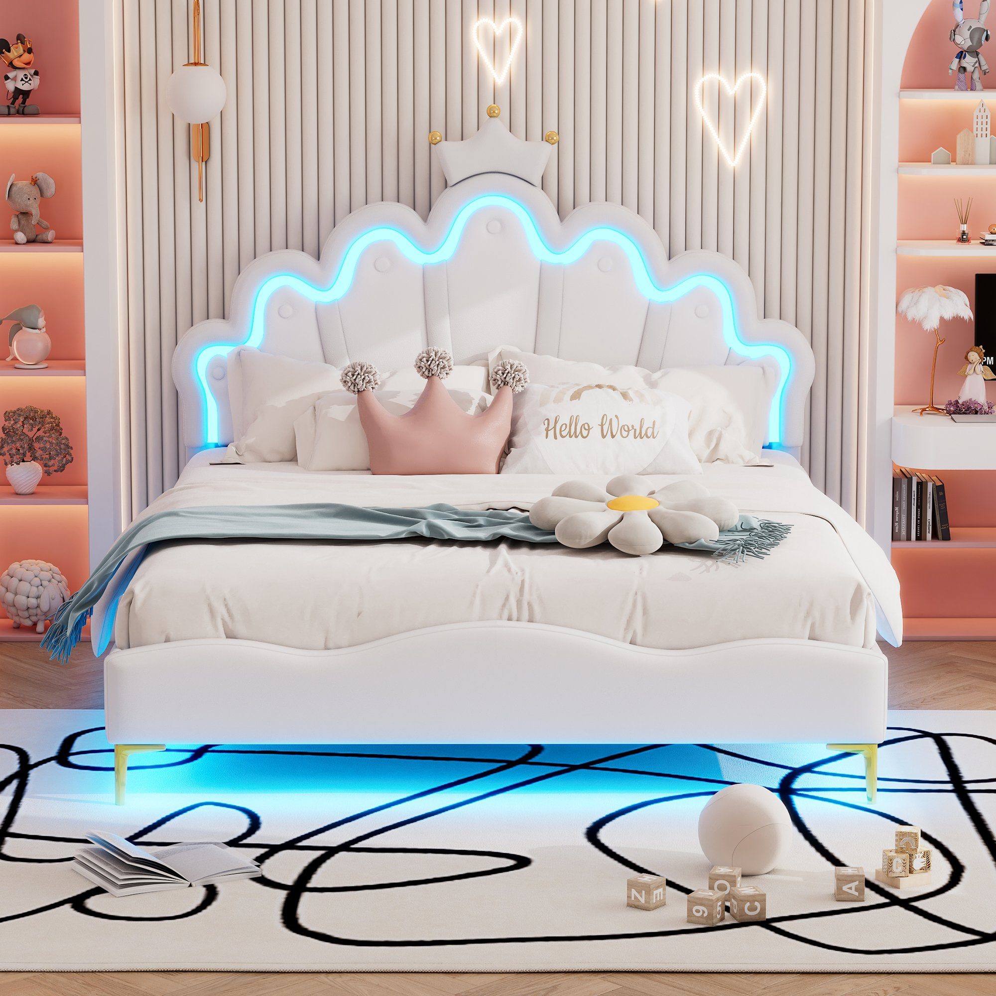 Flieks Polsterbett, LED Kinderbett Doppelbett mit günstig online kaufen