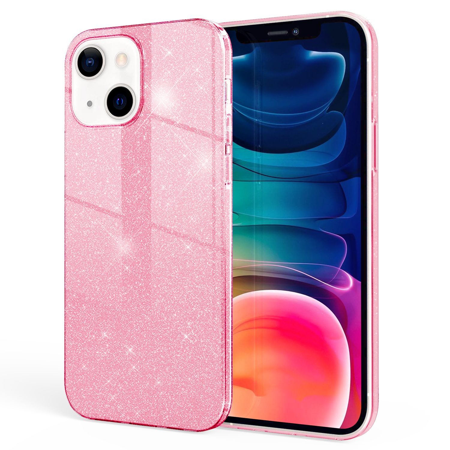Nalia Smartphone-Hülle Apple iPhone 13 15,5 cm (6,1 Zoll), Glitzer Silikon Hülle / Verstärkte Innenseite / Glänzende Schutzhülle