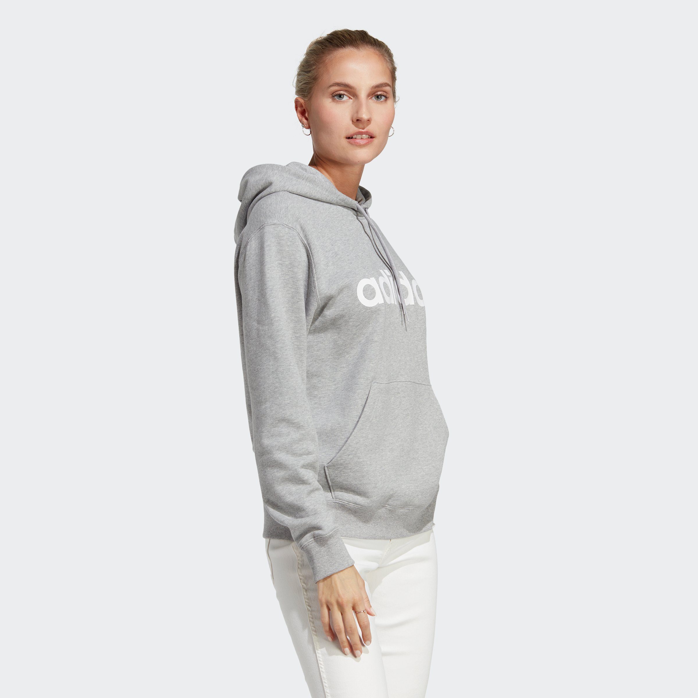 adidas Sportswear Kapuzensweatshirt HOODIE Heather / White Medium LINEAR ESSENTIALS Grey